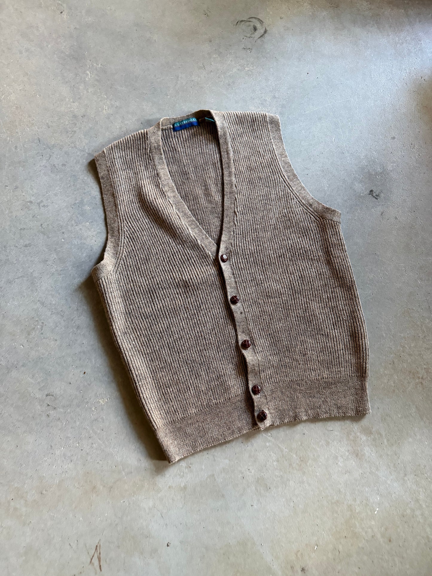VTG Claybrooke Brown Wool Sweater Vest Sz M