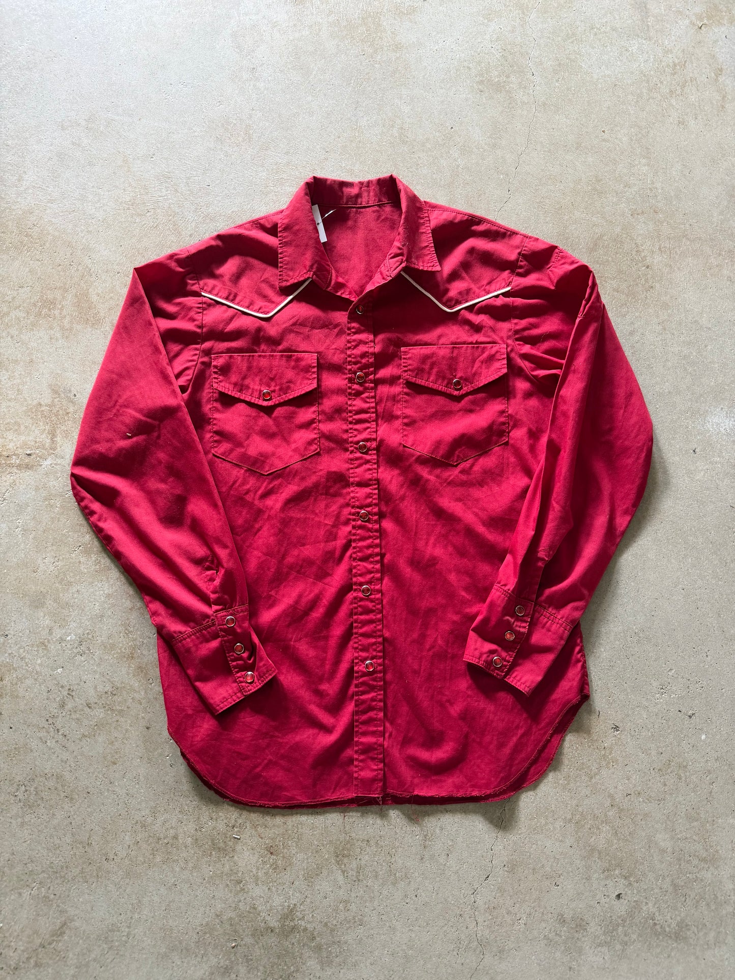VTG Red Western Button Up Shirt Sz M