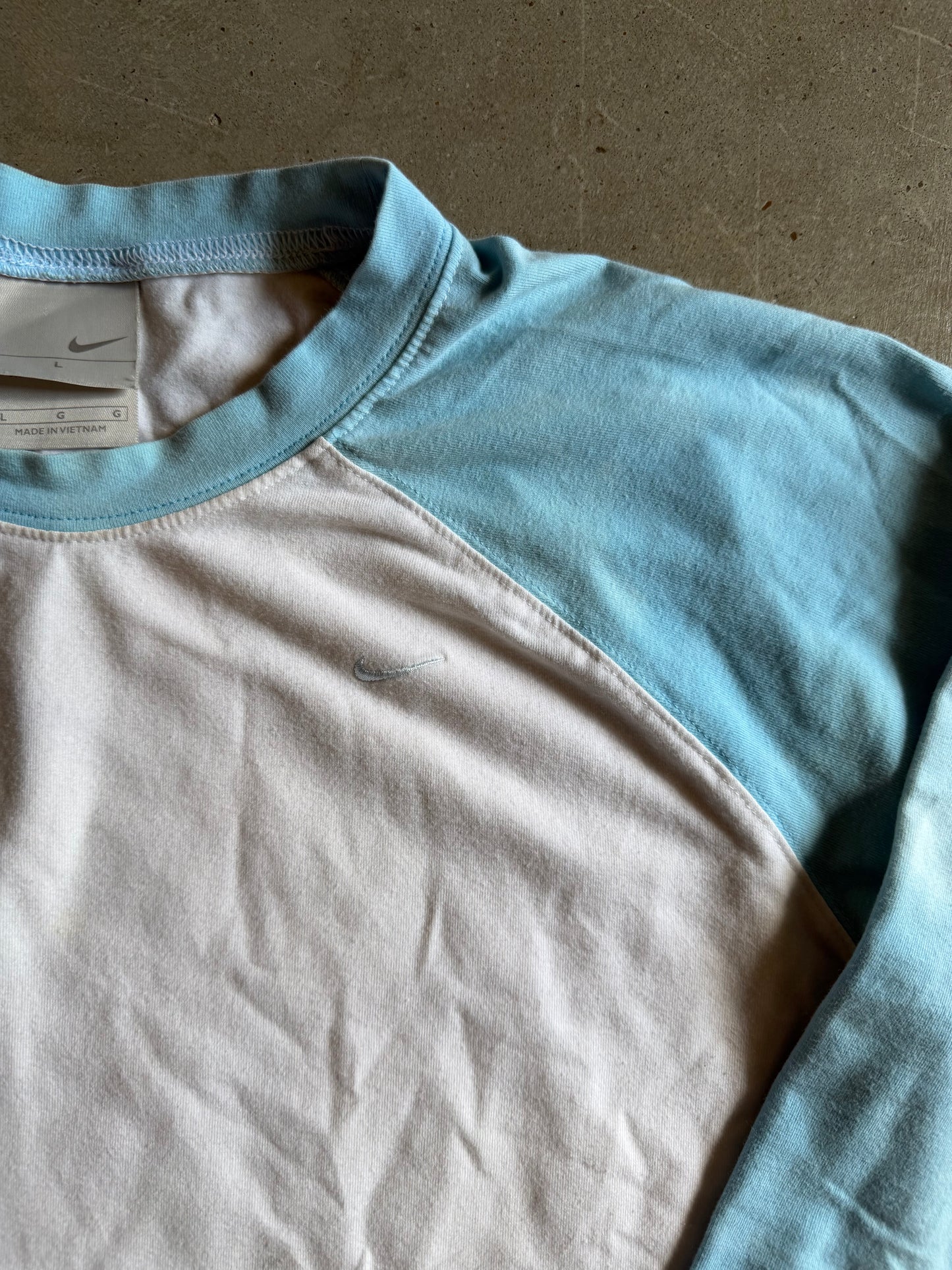 VTG Nike Baby Blue 3/4 Sleeve Tee Sz S