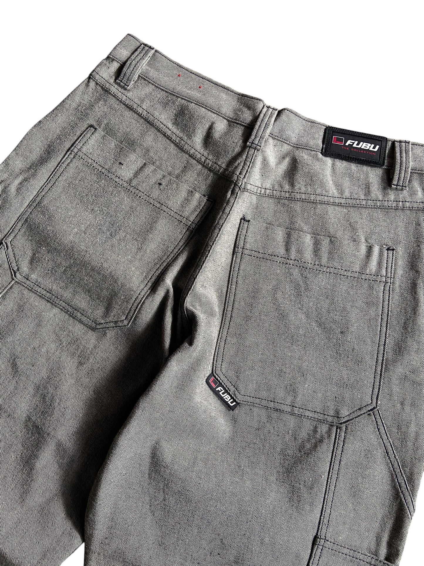 Y2K Fubu Gray Baggy Denim Jeans Sz 36x34