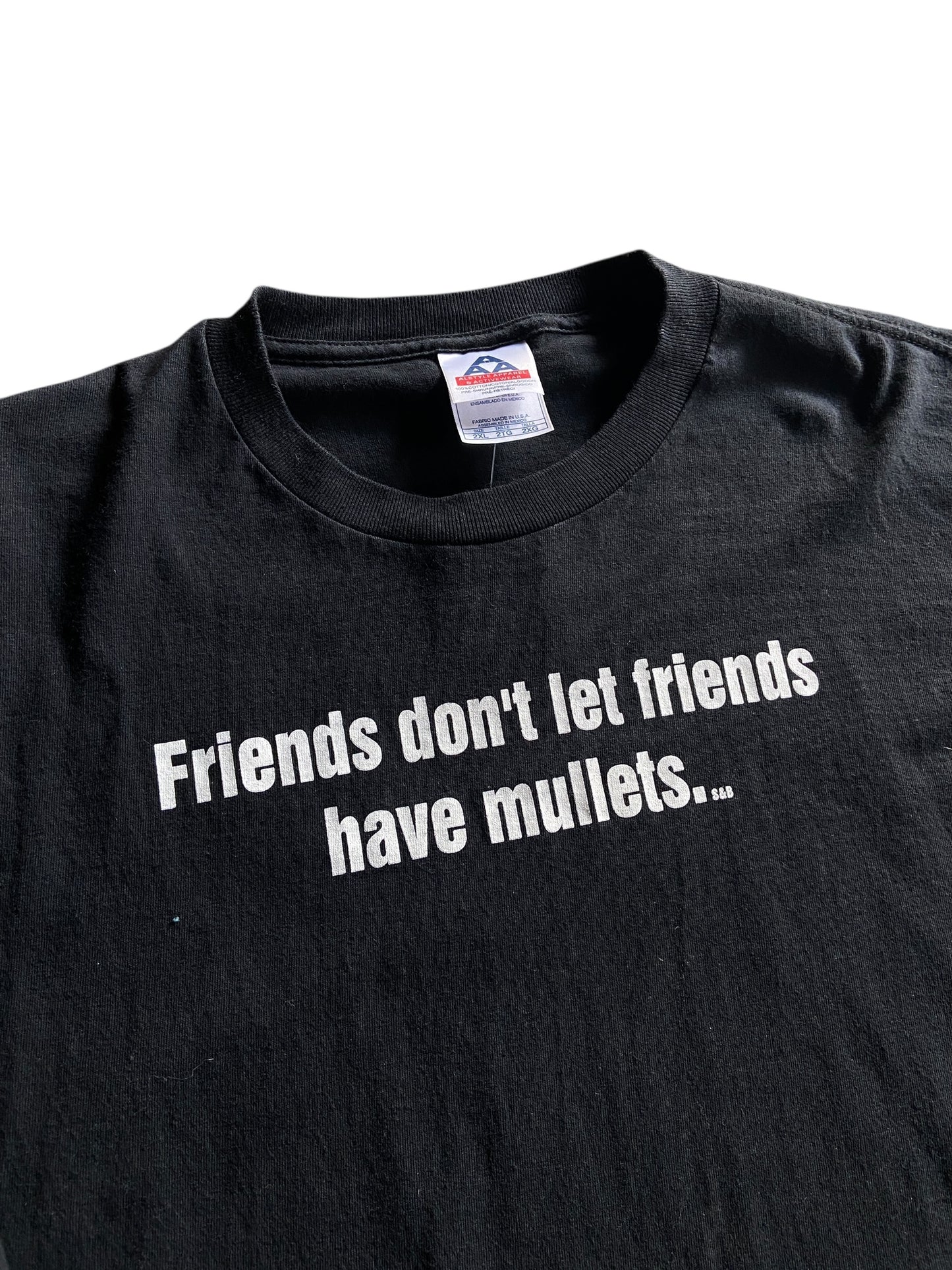 VTG Friends Don't Let Friends Have Mullets Text L/S Tee Sz XXL