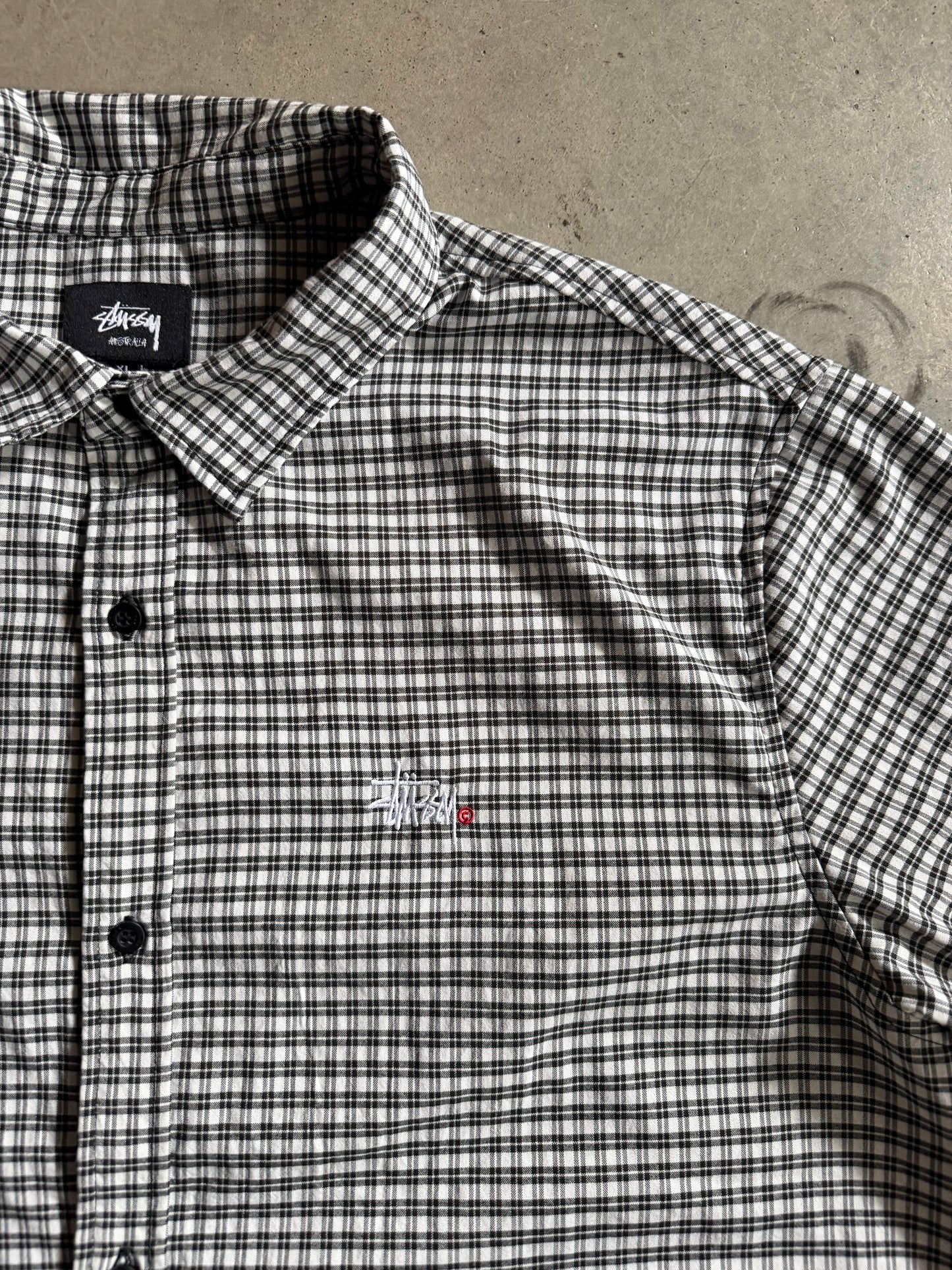 Stussy Checkered SS Button Up Shirt Sz XL