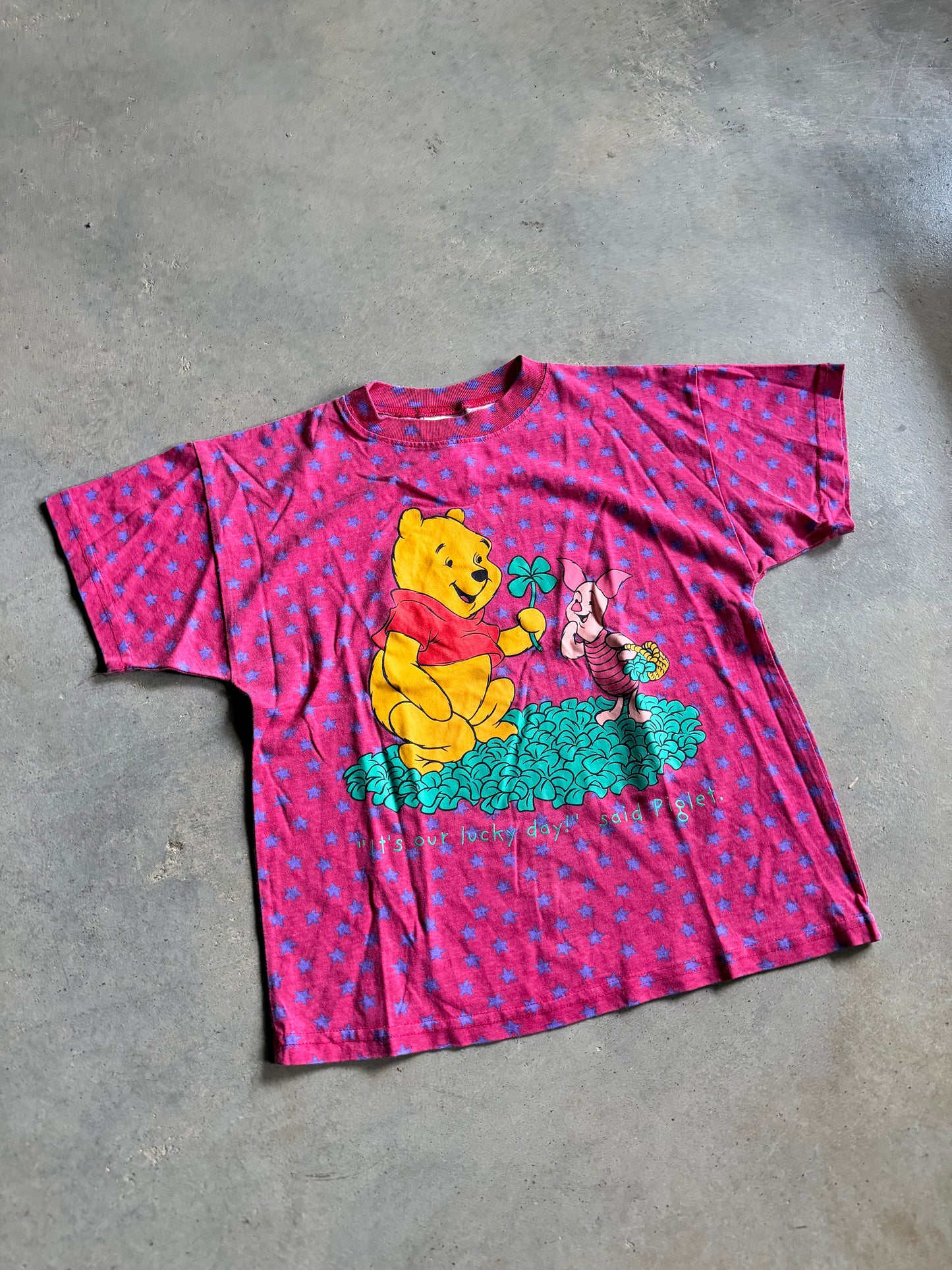 VTG 90s Winnie the Pooh Flowers Tee Sz Yth L