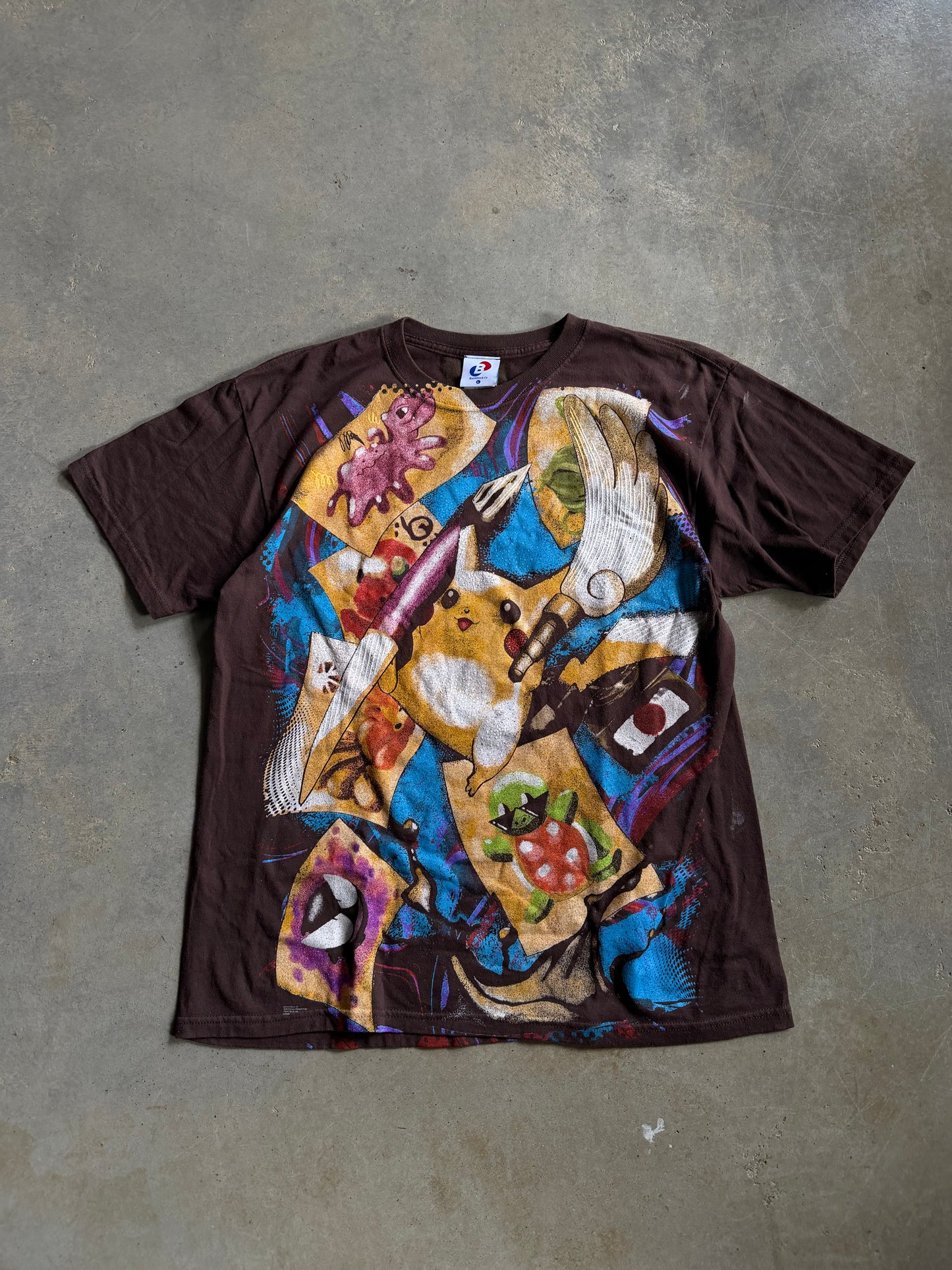 Backstock Co illustrator Pika & Smeargle Orig. fan art Vintage Brown Tee