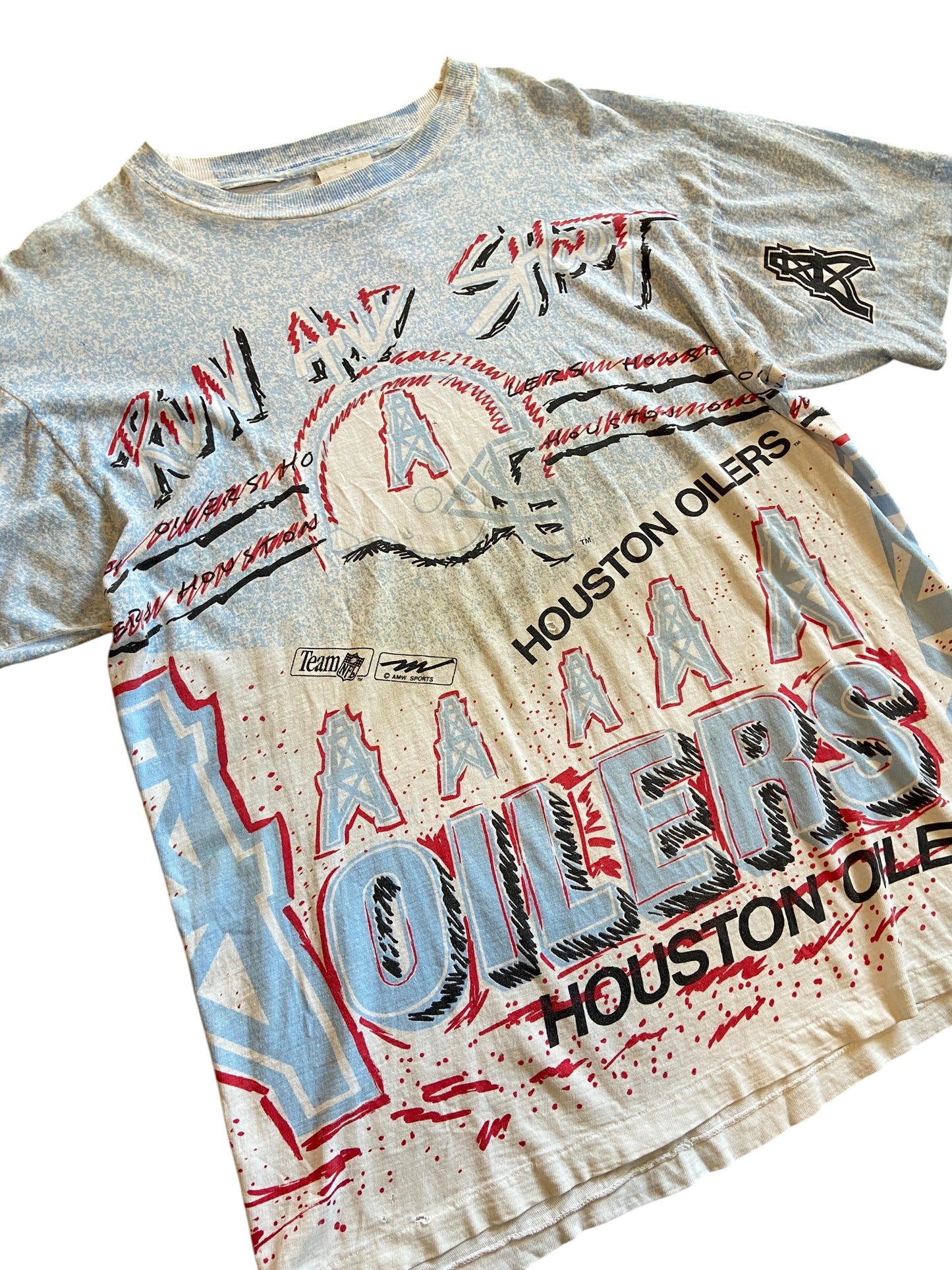 VTG Houston Oilers Magic Johnson All Over Print Tee Sz L