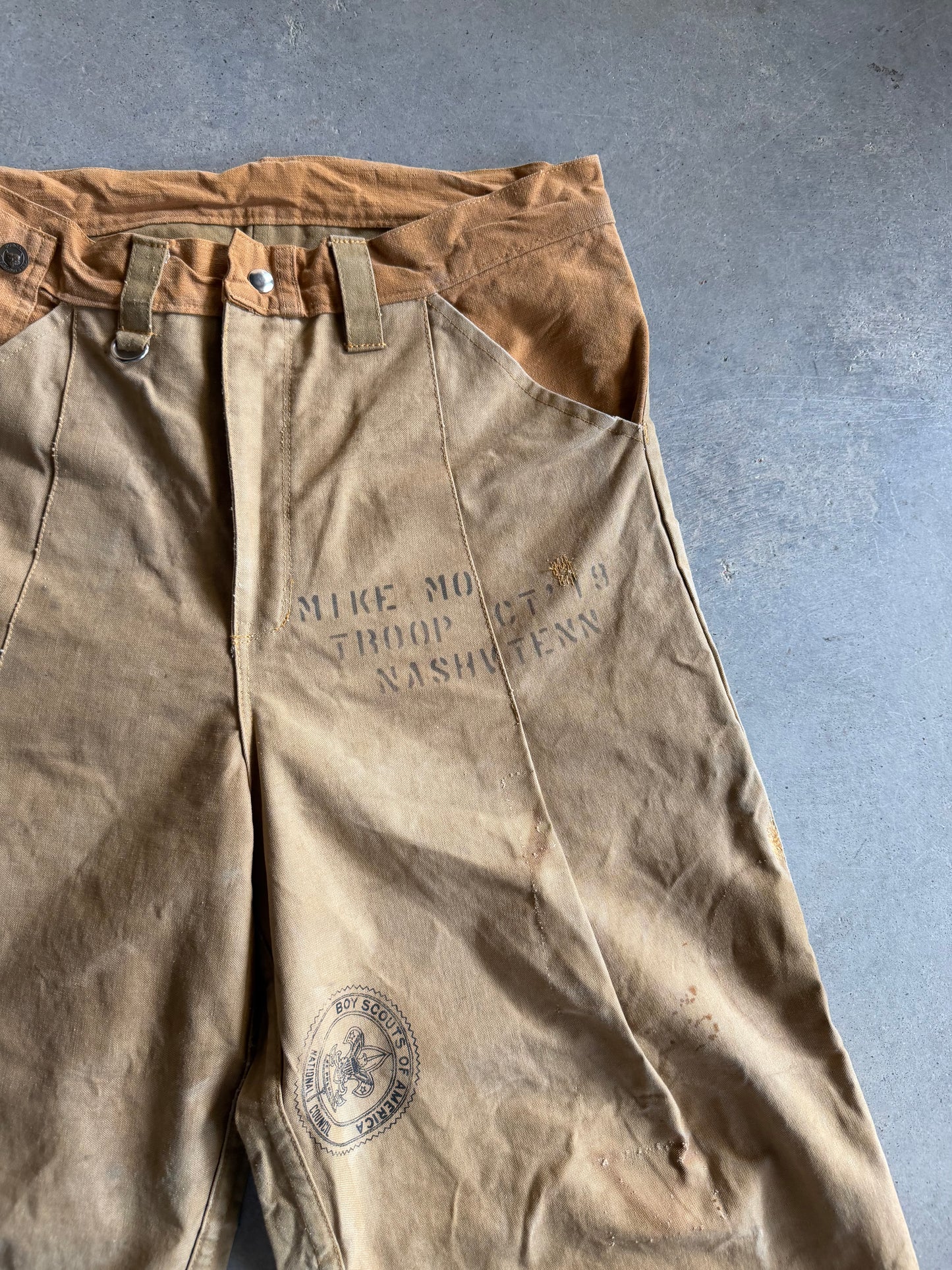 Reworked david turner Pleated Boy Scout Waxed Pant Sz 33x29