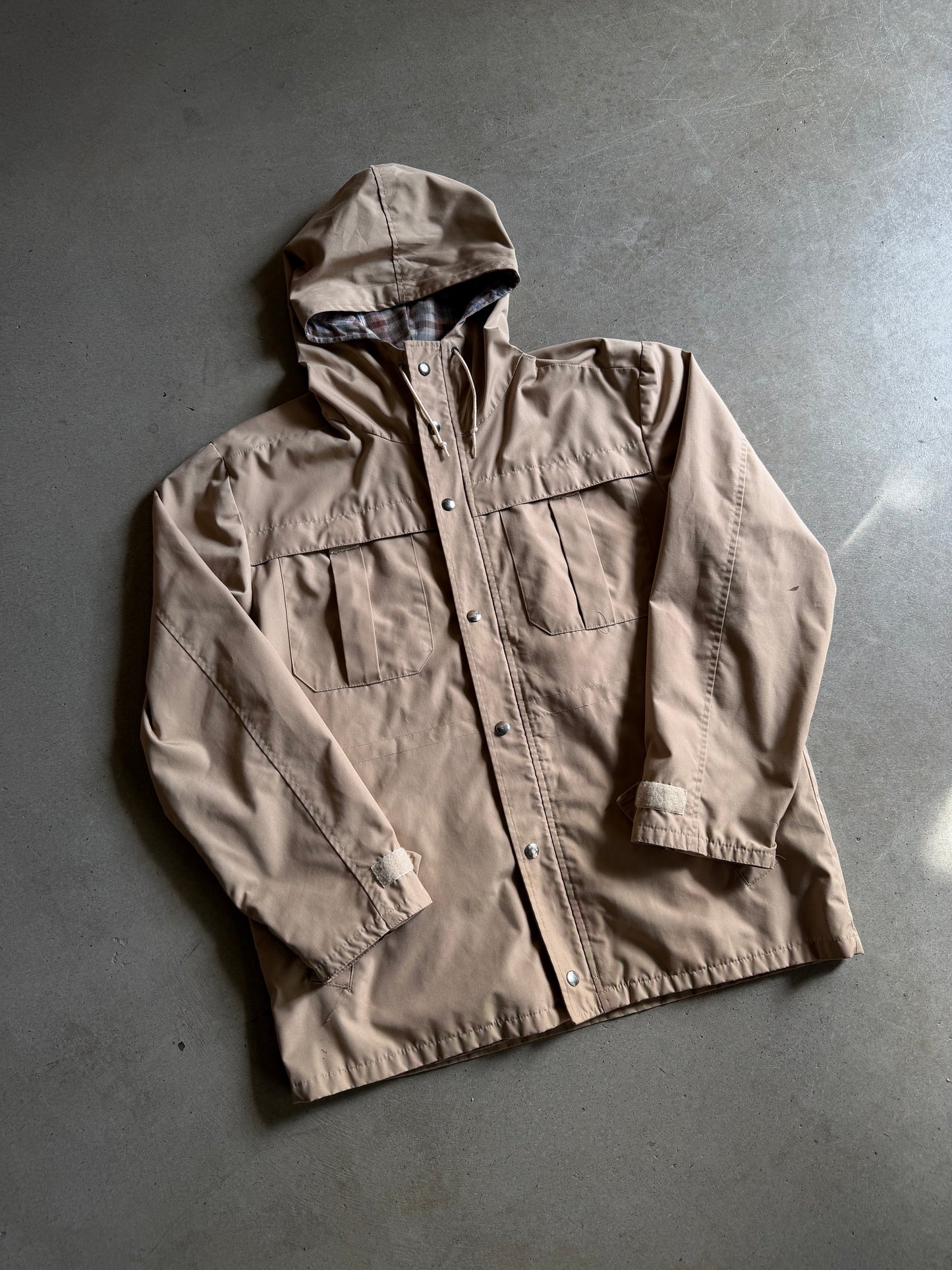 VTG Plaid Lined Tan Jacket Sz L
