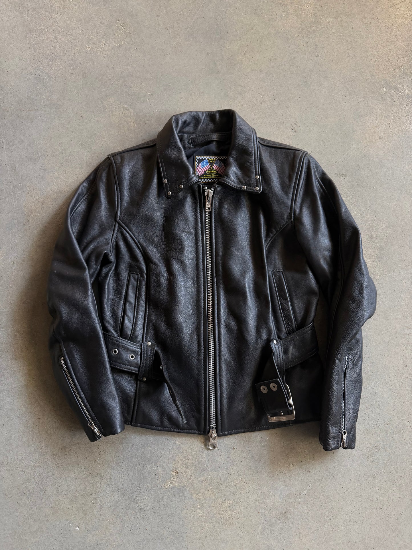 Vanson Medium Weight Women's Black Leather Jacket Sz M