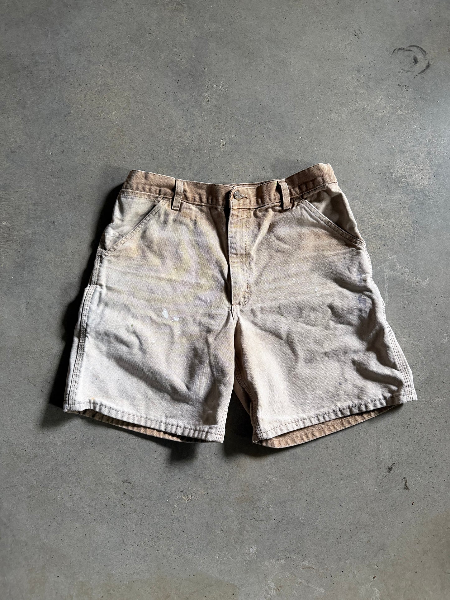 VTG Carhartt Faded Khaki Shorts B256RN Sz 34