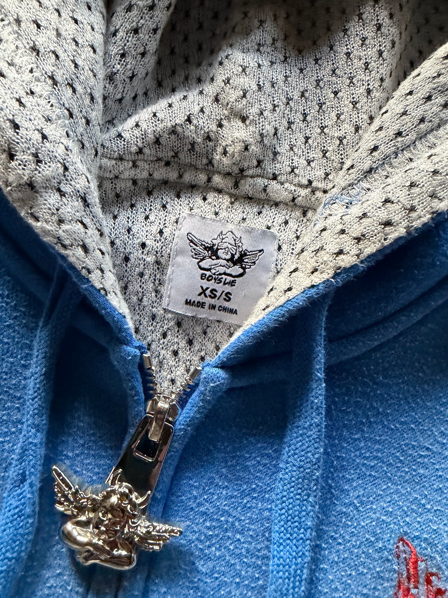 Boys Lie Zip Up Blue Hoodie Sz XS/S