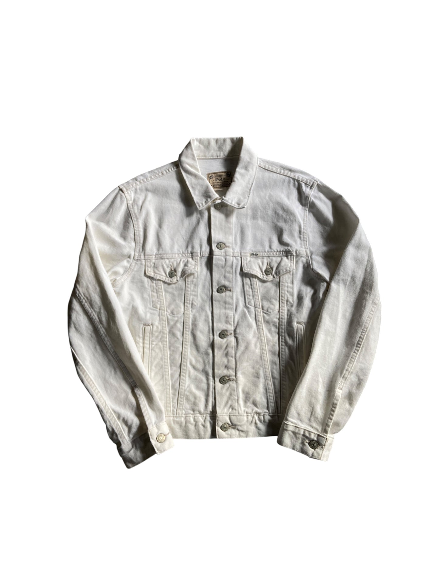 Polo Ralph Lauren Yacht Club Challenge White Denim Jacket Sz Med