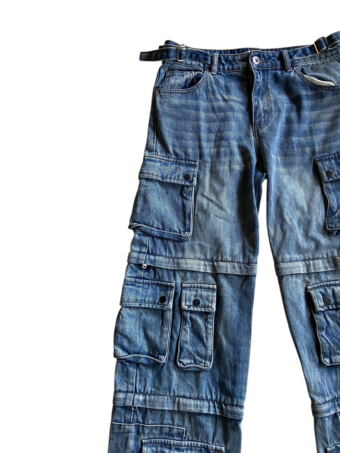 Gemsbyn Deline Stacked Cargo Blue Denim Jeans Sz 34x34