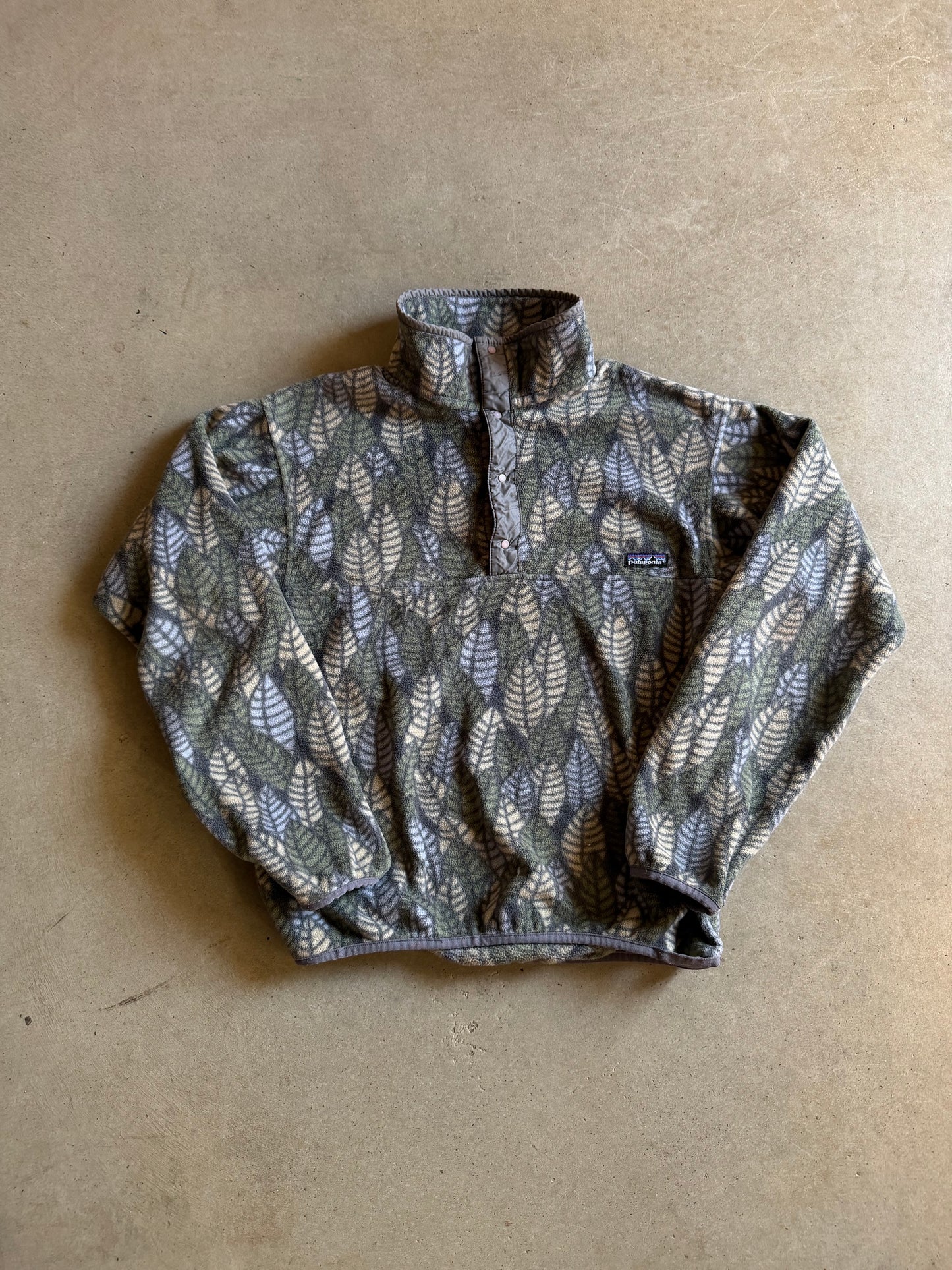 VTG Patagonia Synchilla Leaves Print Fleece Sz M