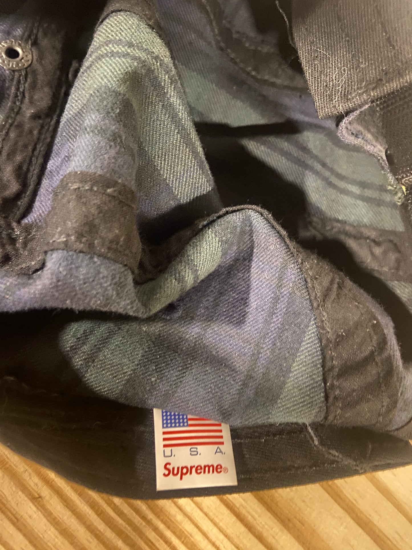 FW17 Supreme Checker Weave Camp Cap