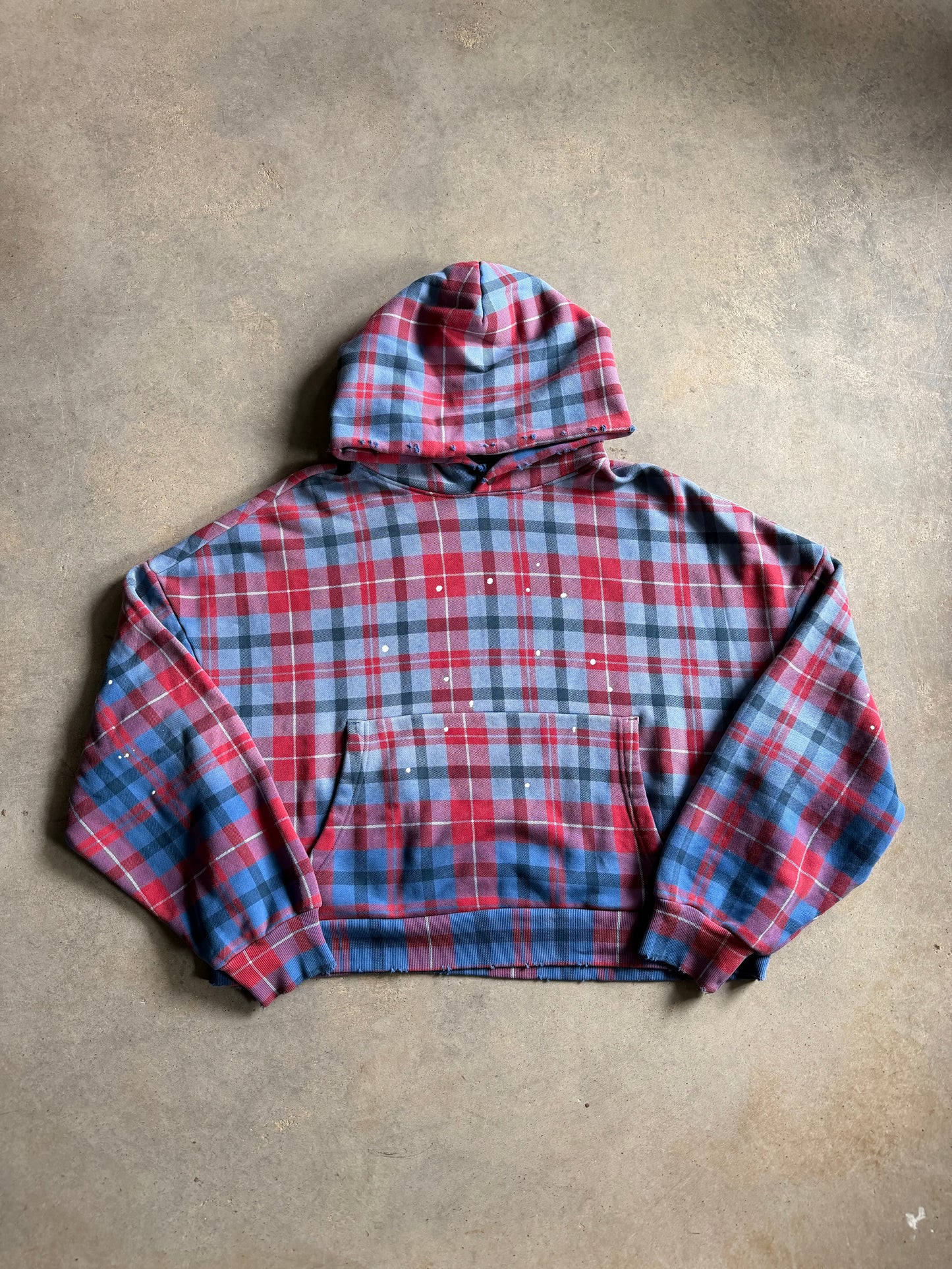 Elwood Tartan Plaid Blue/Red Hoodie Sz M
