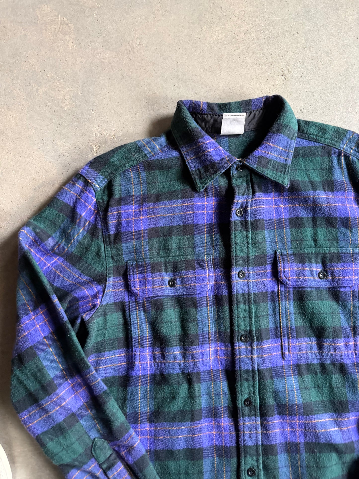 The North Face Green/Purple Flannel Button Up Shirt Sz M