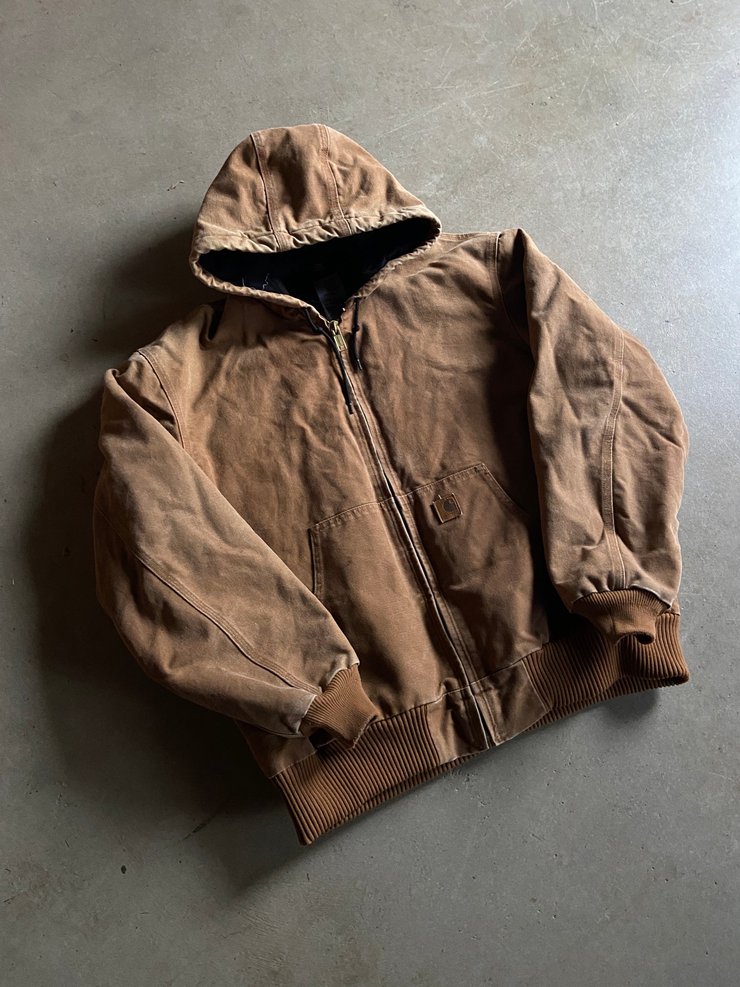 VTG Carhartt Brown Hooded Jacket Sz XL J130BRN
