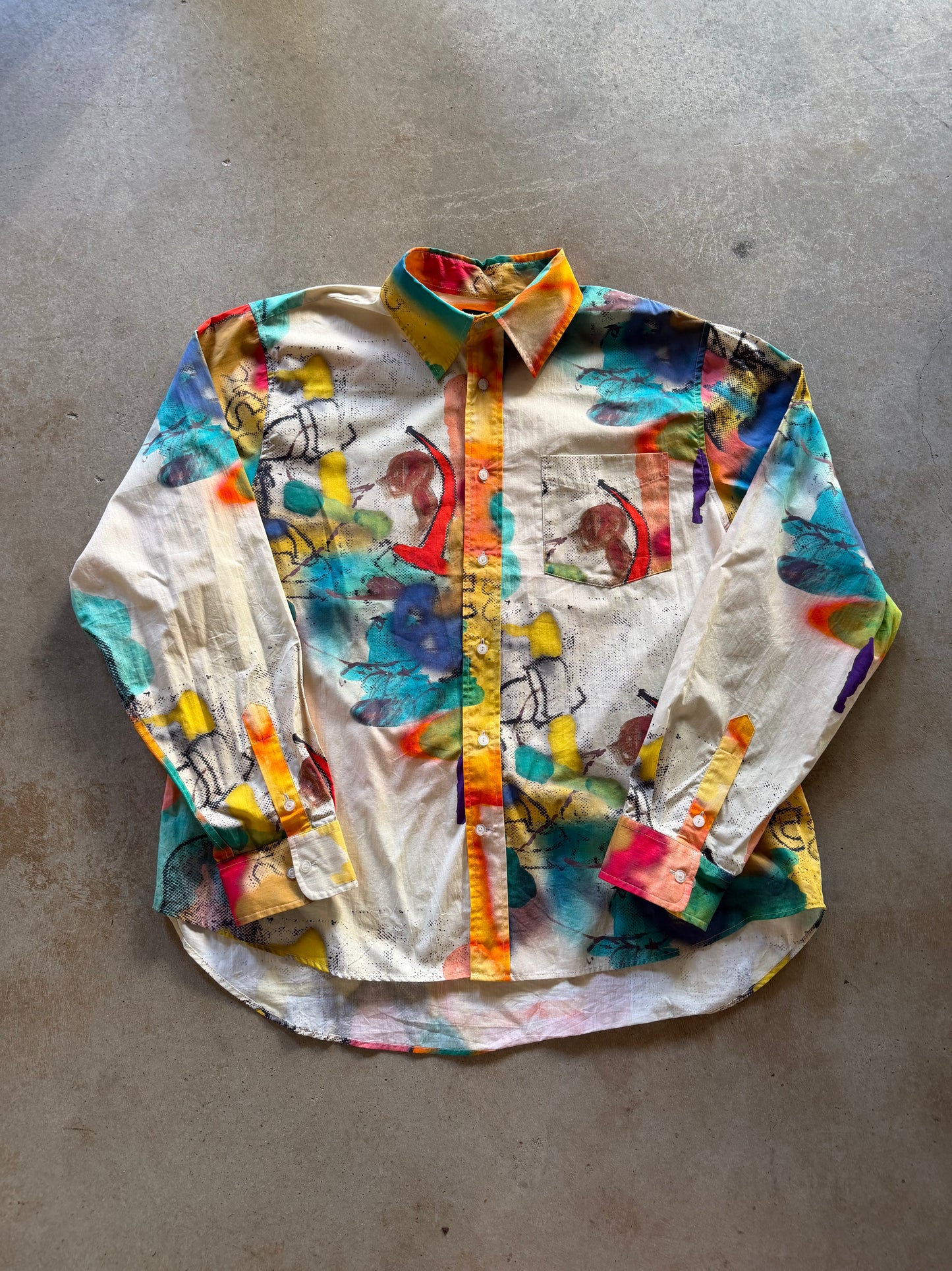 Brain Dead Art Button Up Shirt Sz XL