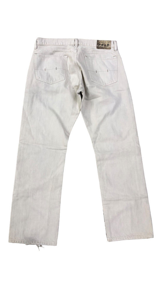 VTG Polo Ralph Lauren White Denim Jeans Sz 35x31