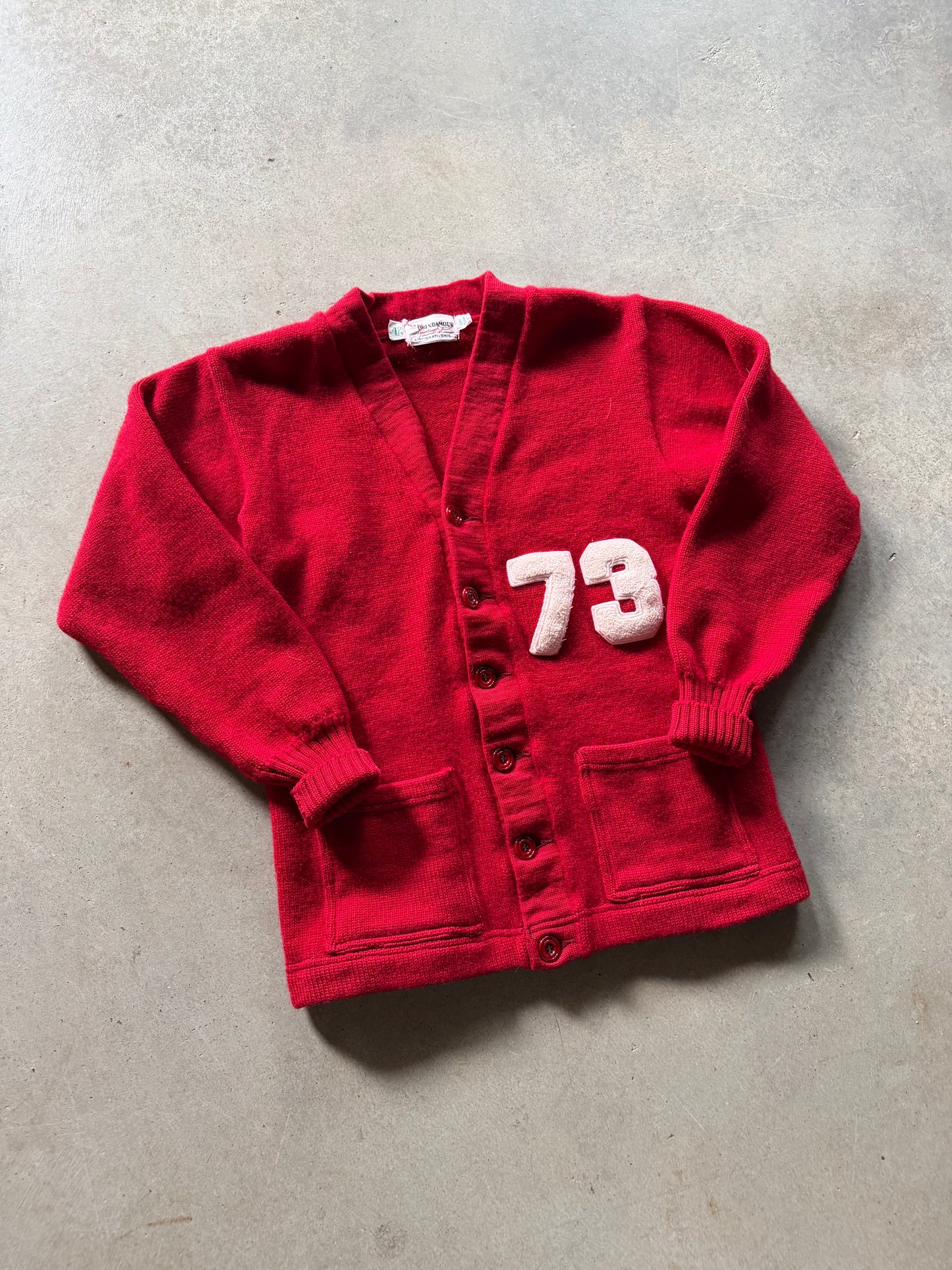 VTG Brendamour Red Wool Cardigan Sz S/M