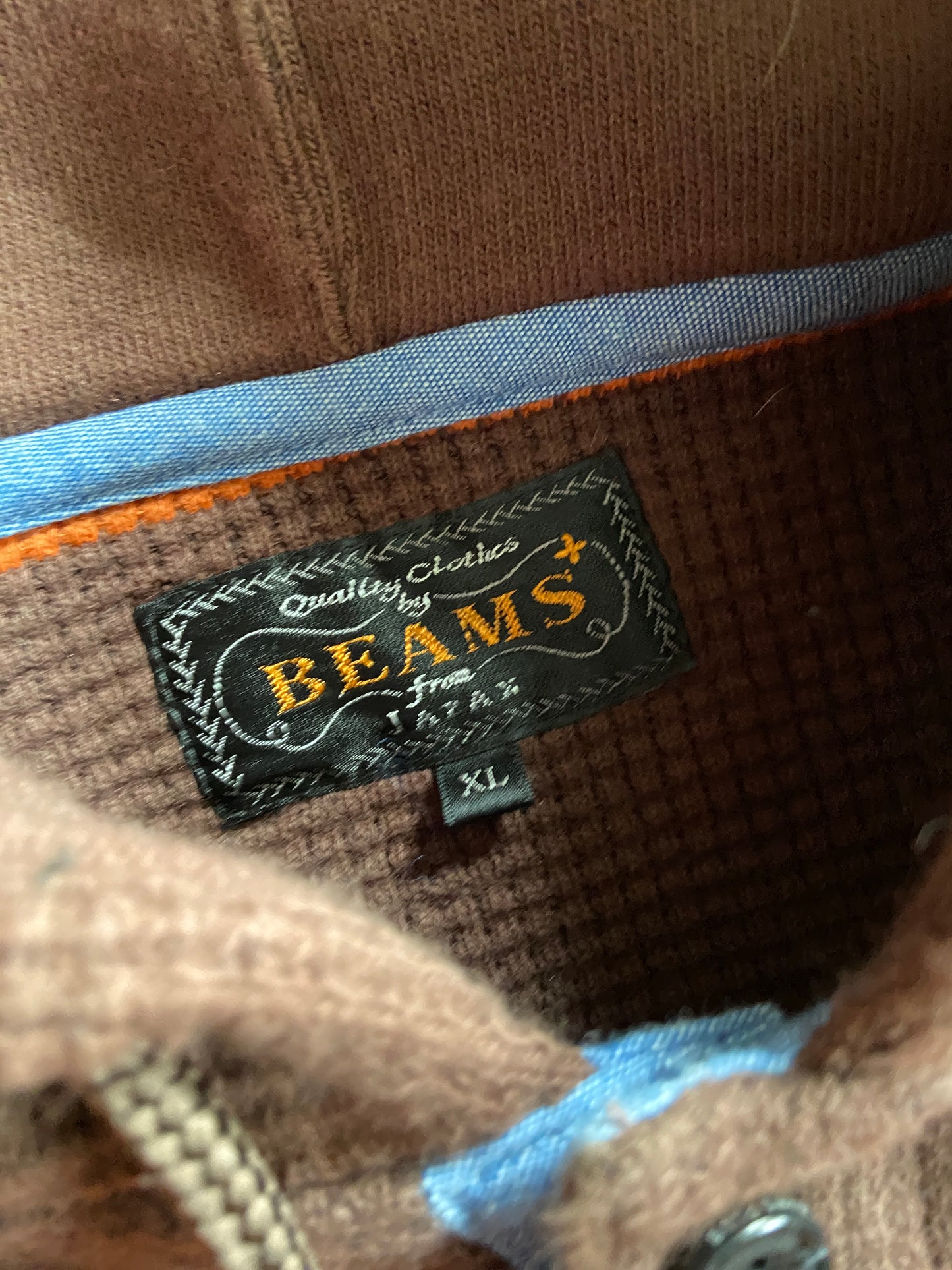 Preowned Beams Heavy Striped Knit Hoodie Sz L