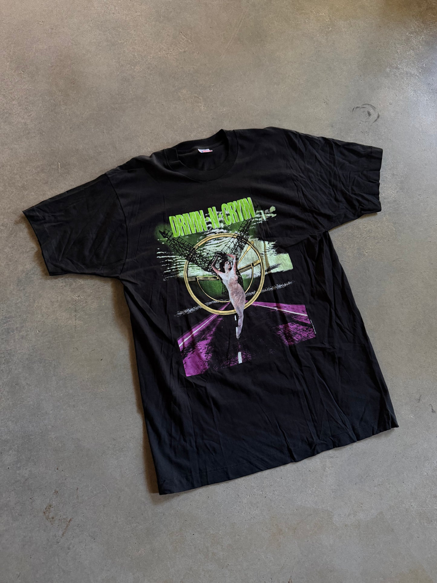 VTG Drive N Cryin Fly Me Courageous 1991 Tour Tee Sz XL