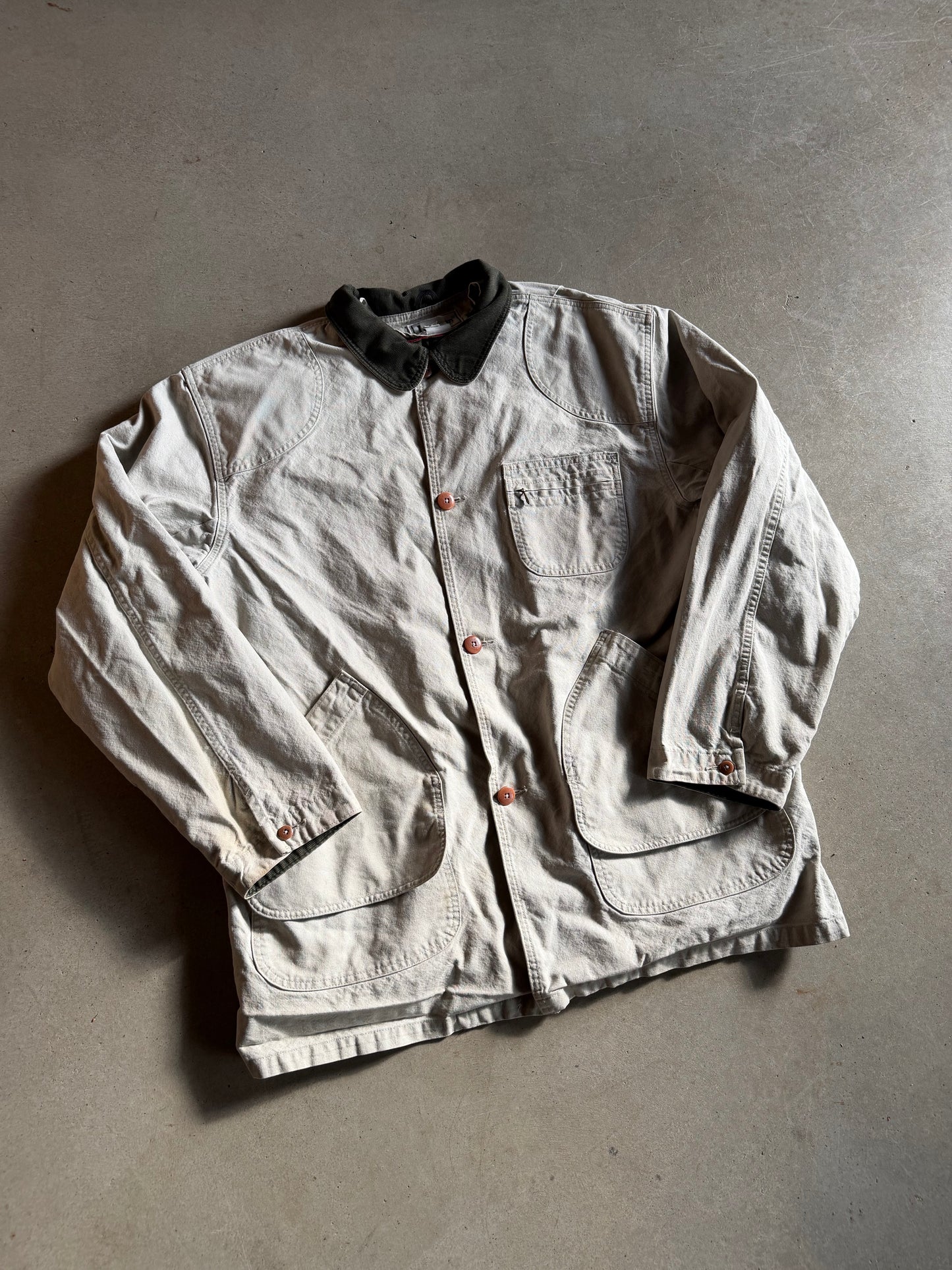 VTG LL Bean Tan Canvas Trench Jacket Sz XL/2XL