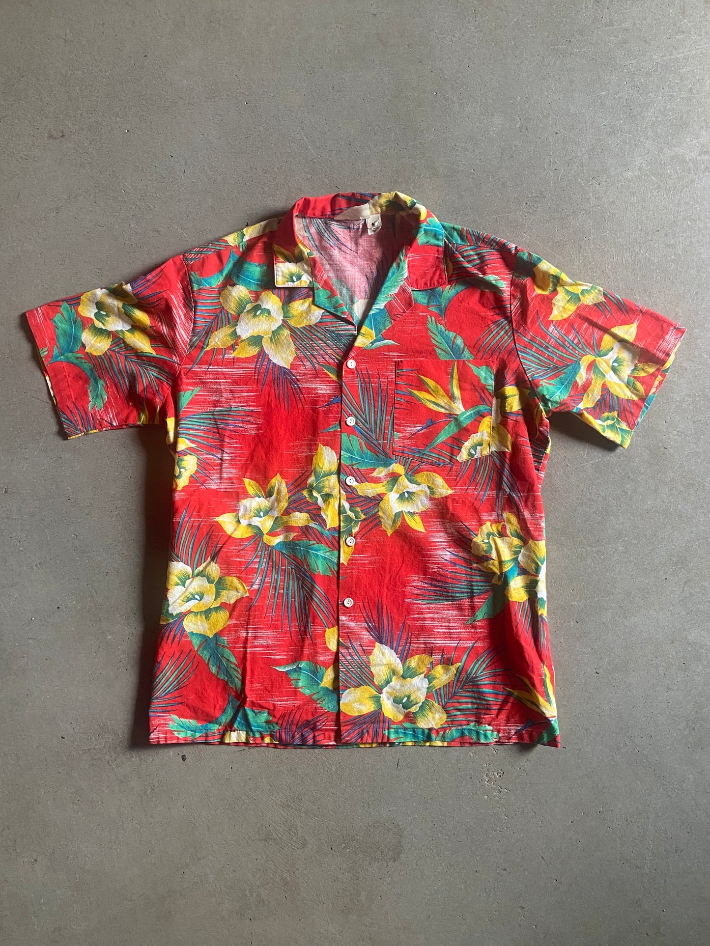 VTG Hawaii Kai Red Floral Shirt Sz M