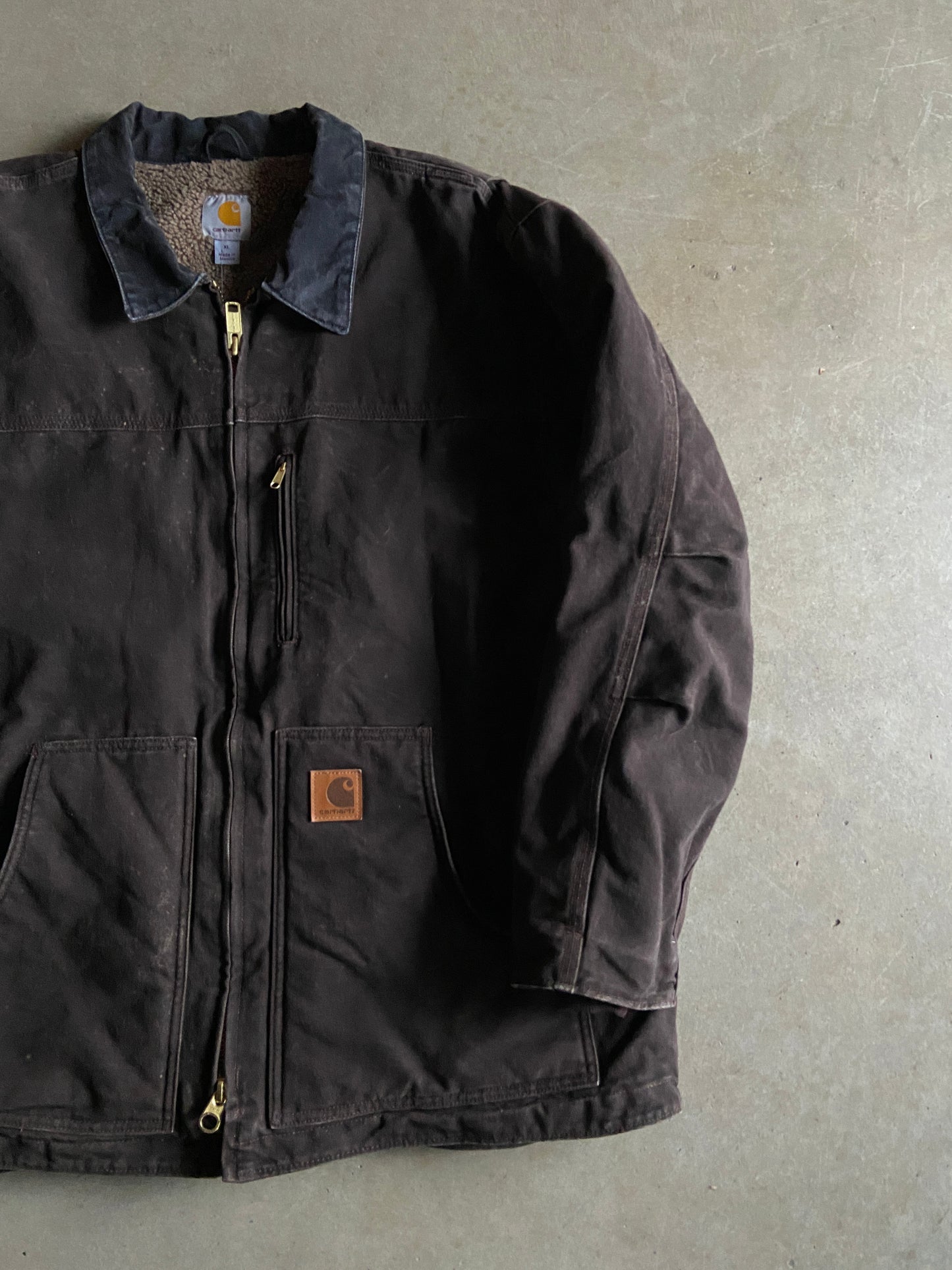Vintage Carhartt Sandstone Ridge Sherpa Lined Jacket Sz XL C61DKB