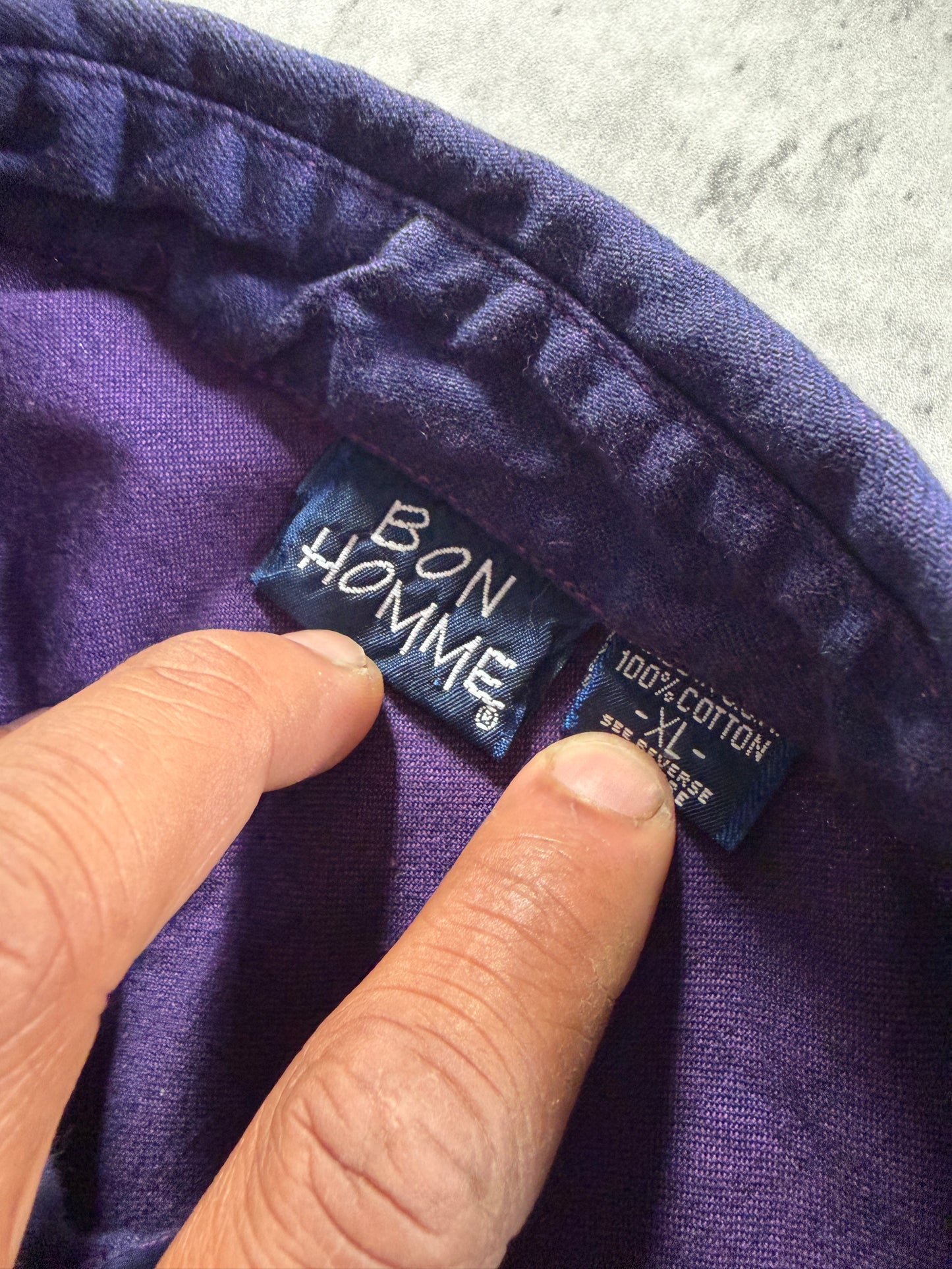 VTG Bonne Homme Purple Canvas Button Shirt Sz XL