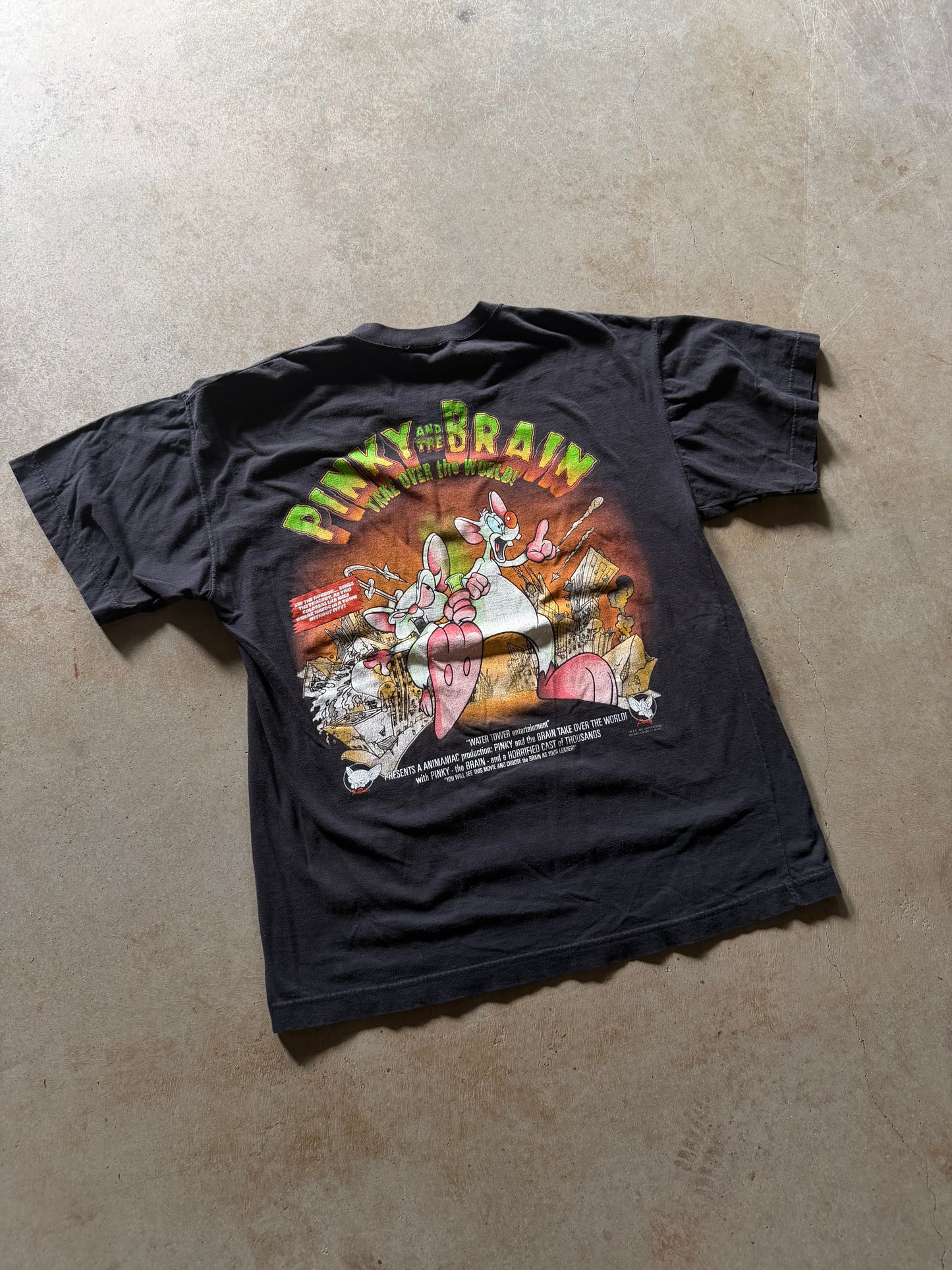 VTG Animaniac Pinky & The Brain Take Over The World Tee Sz XL