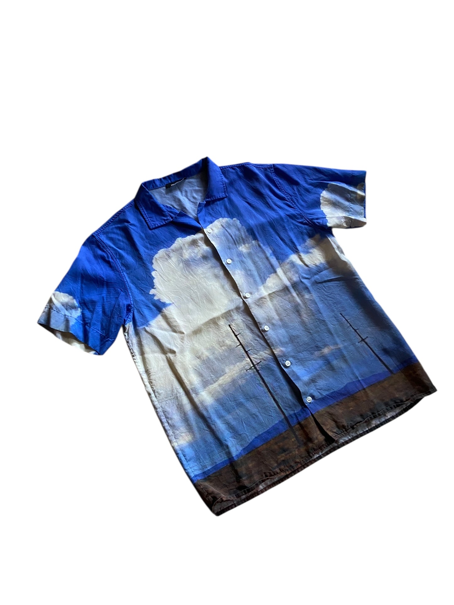 Preowned Axel Arigato Printed S/S Button Up Shirt Sz M