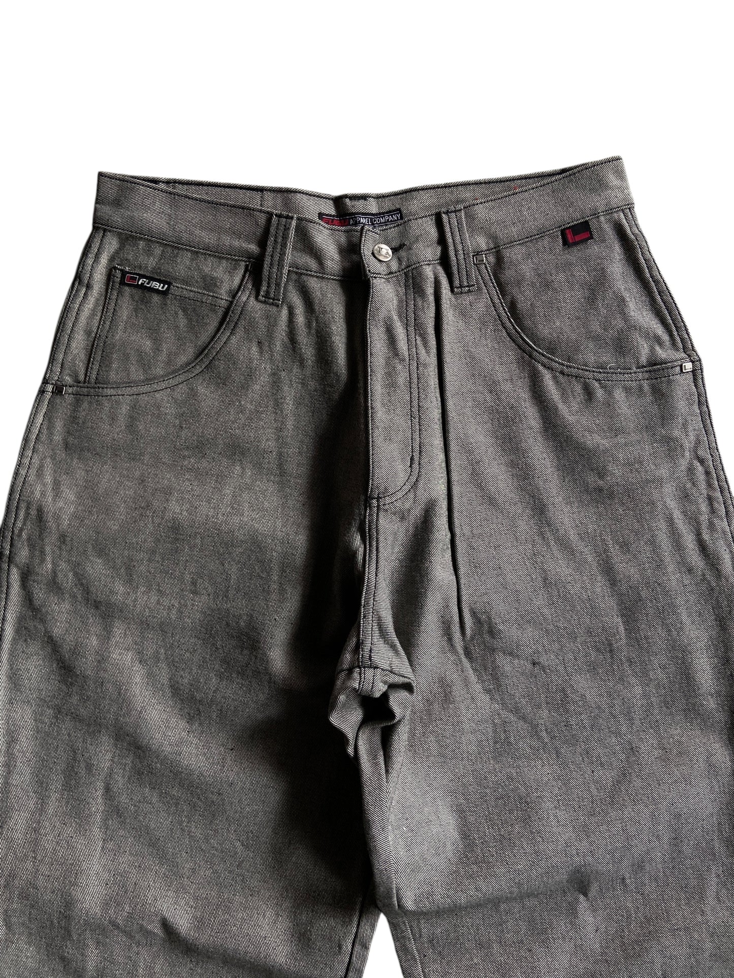 Y2K Fubu Gray Baggy Denim Jeans Sz 36x34