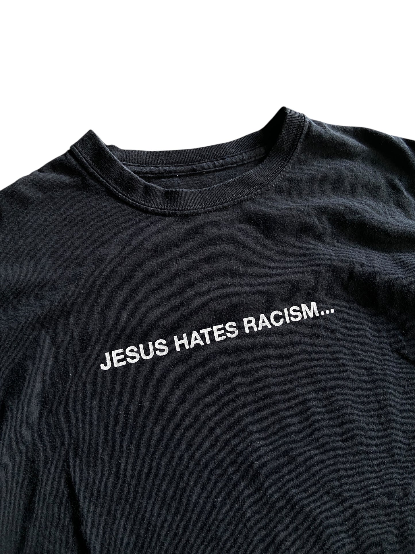 VTG Jesus Hates Racism Text Tee Sz M
