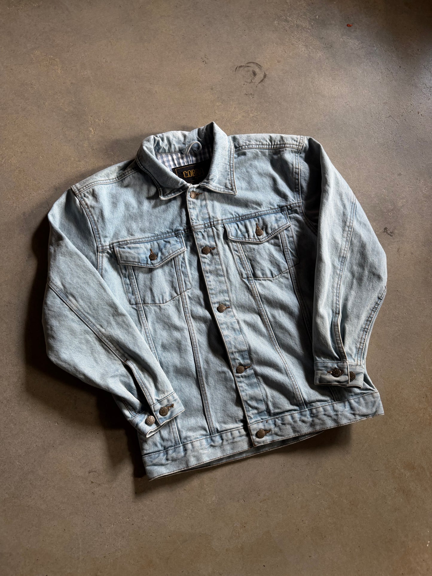 VTG Cobra Light Wash Denim Jacket Sz M