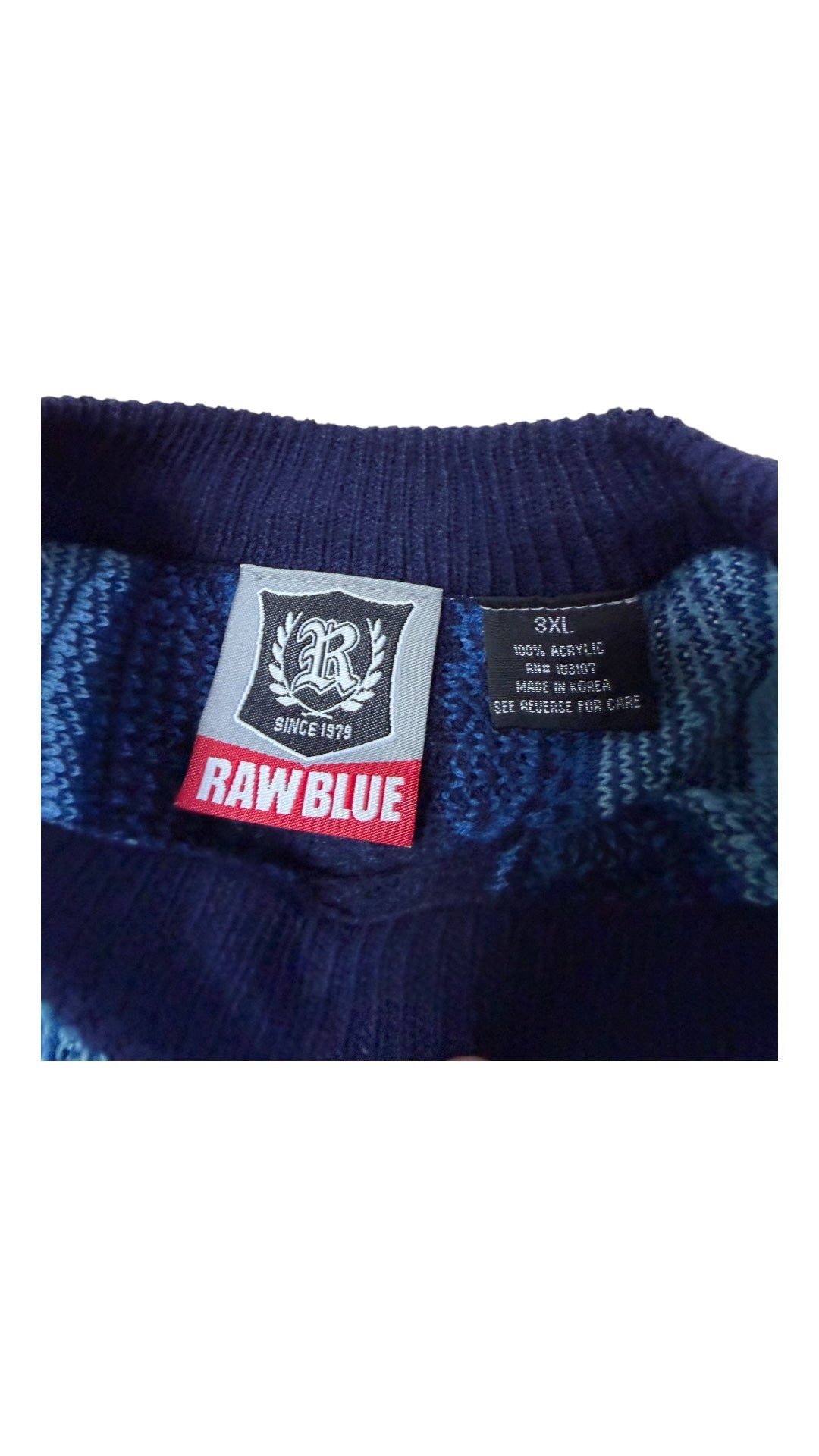 Y2K Raw Blue Coogi Style Sweater Sz XXL