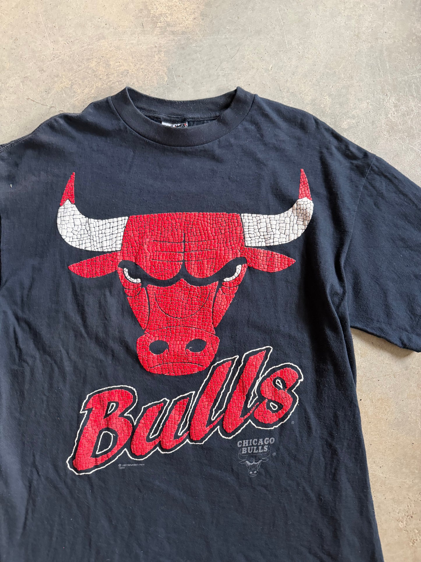 VTG Chicago Bulls Crackling Print Tee Sz L/XL