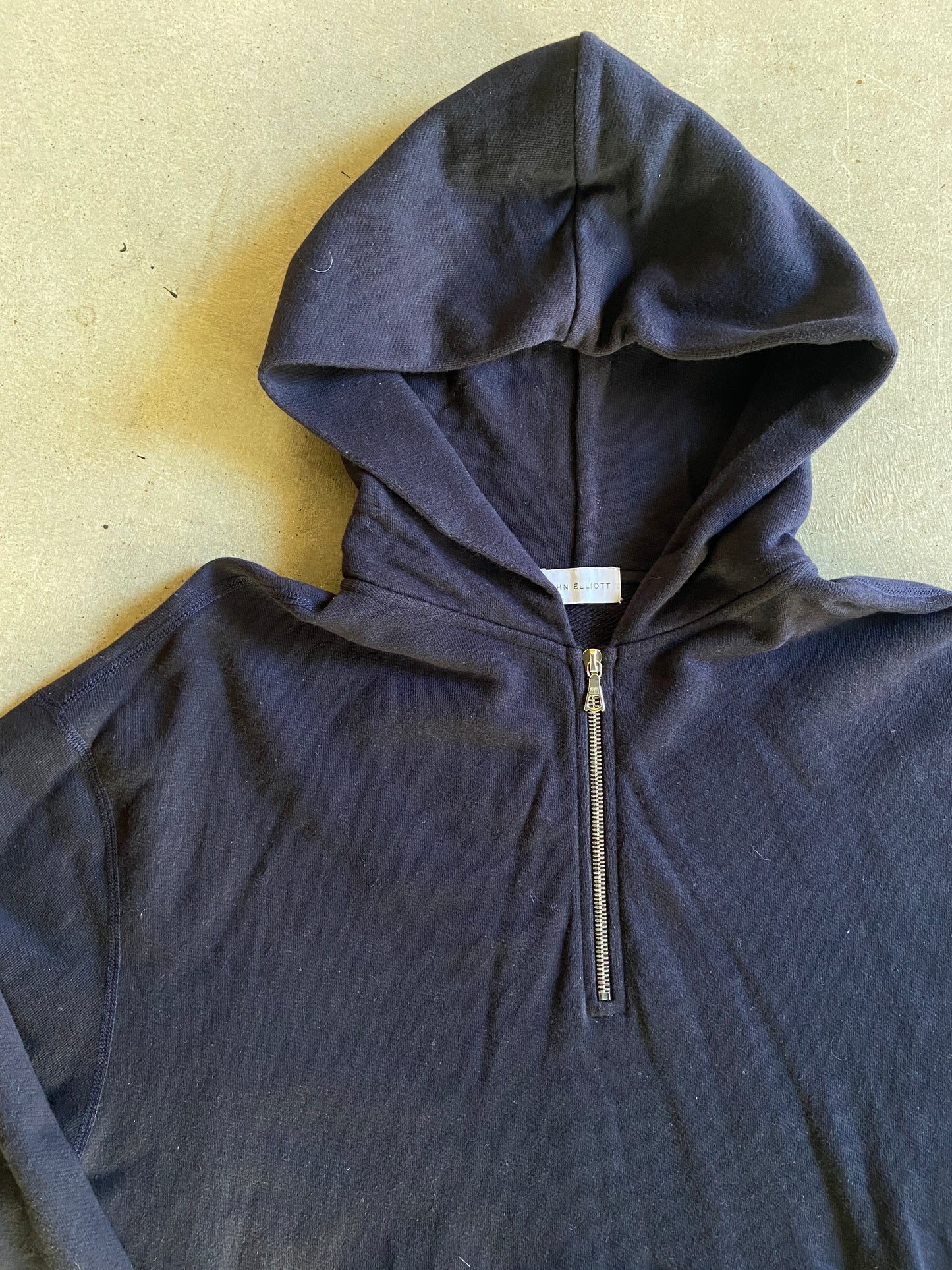 John Elliot Quarter Zip Black Hoodie Sz L