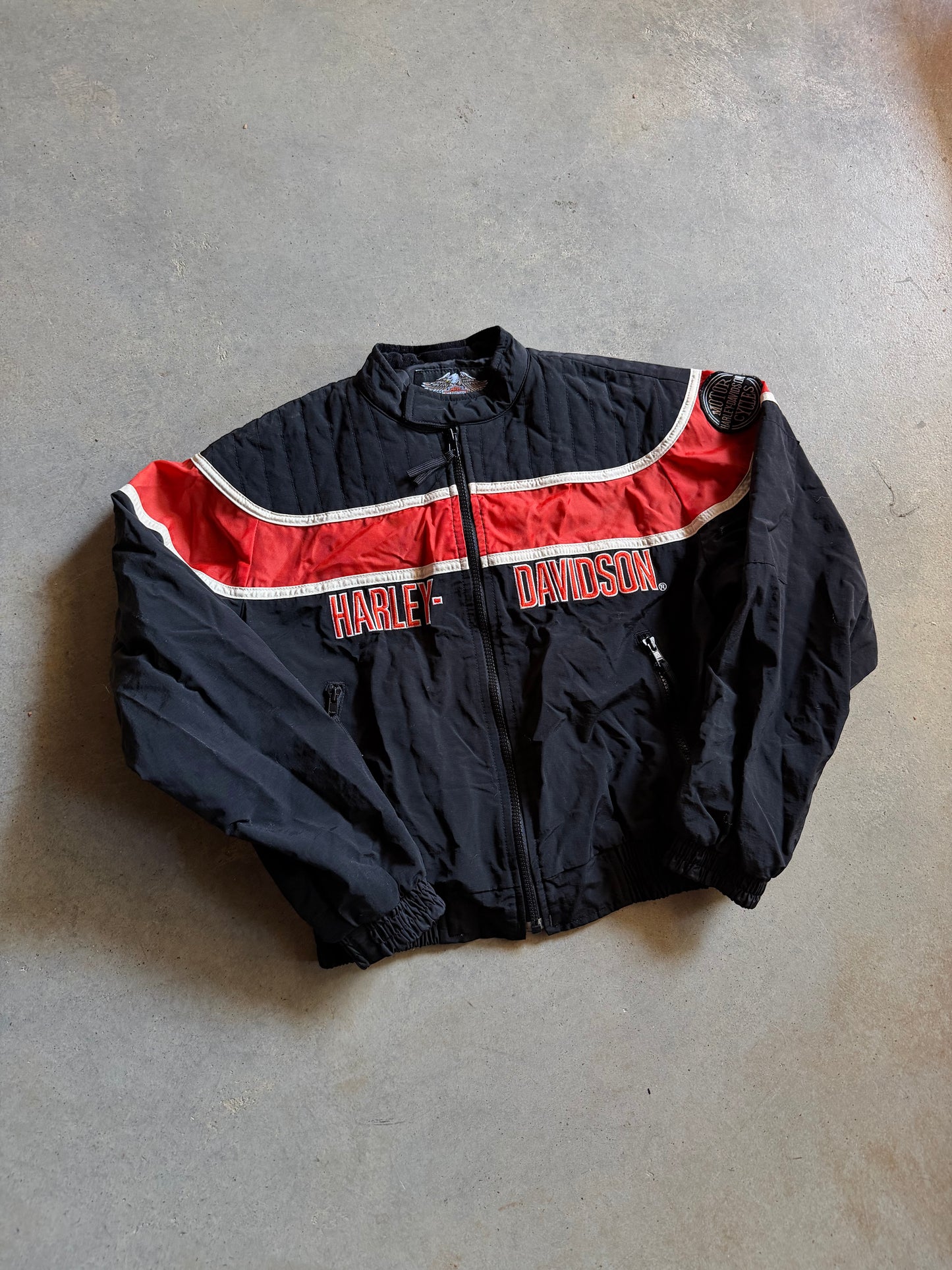 VTG Harley Davidson Orange/Black Jacket Sz Youth XL