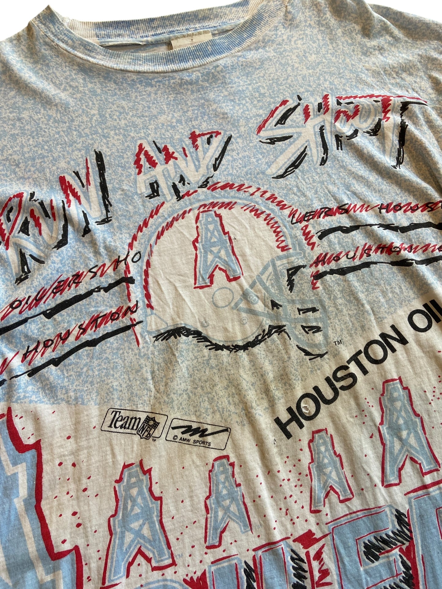 VTG Houston Oilers Magic Johnson All Over Print Tee Sz L