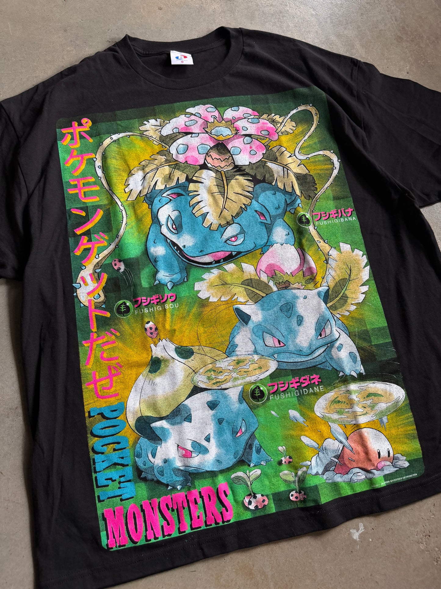 Backstock Co. Black Pokemon Base Set #3 Grass Type Orig. Fan Art Tee Sz 3X