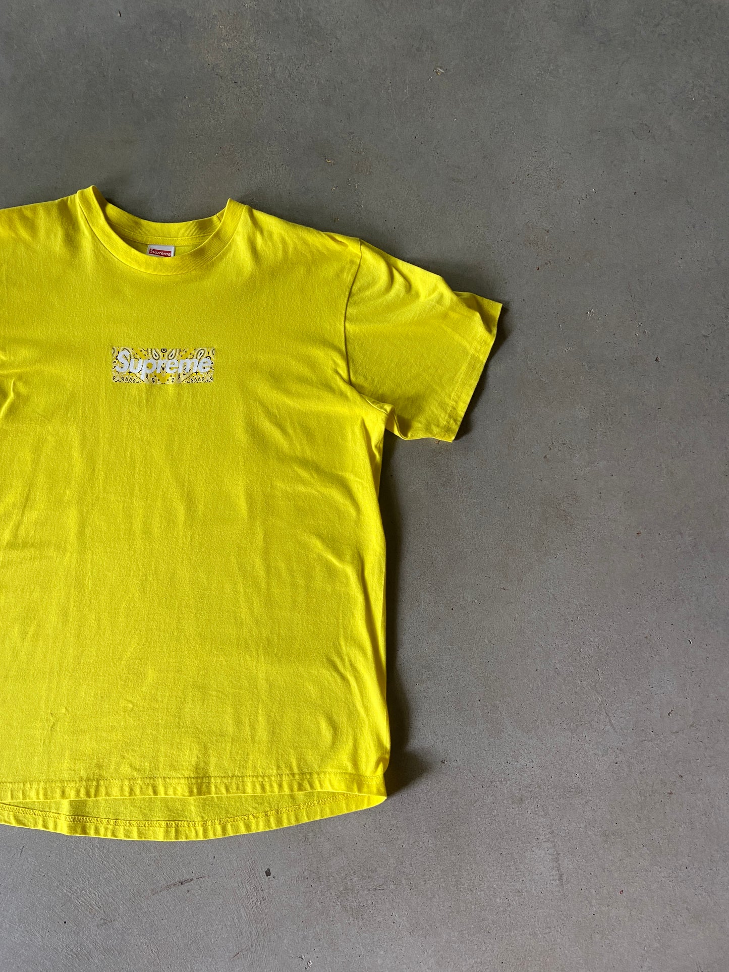 Supreme Yellow Bandana Box Logo Tee Sz L