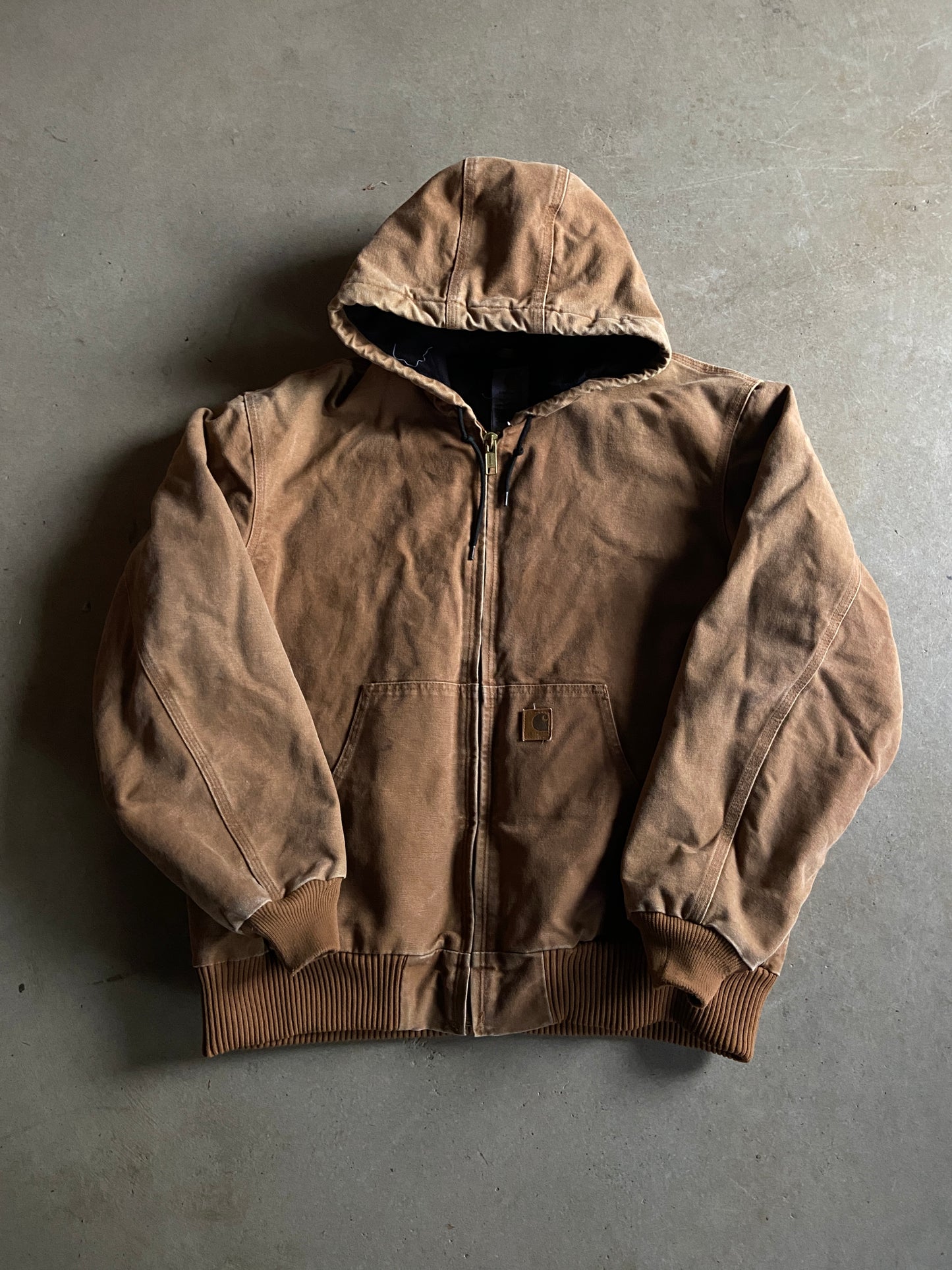 VTG Carhartt Brown Hooded Jacket Sz XL J130BRN