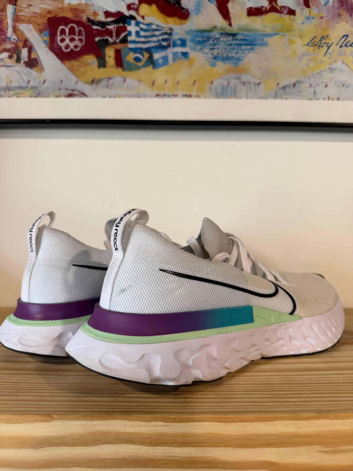 Preowned Nike React Infinity Run White Vapor Green Sz 10M/11.5W