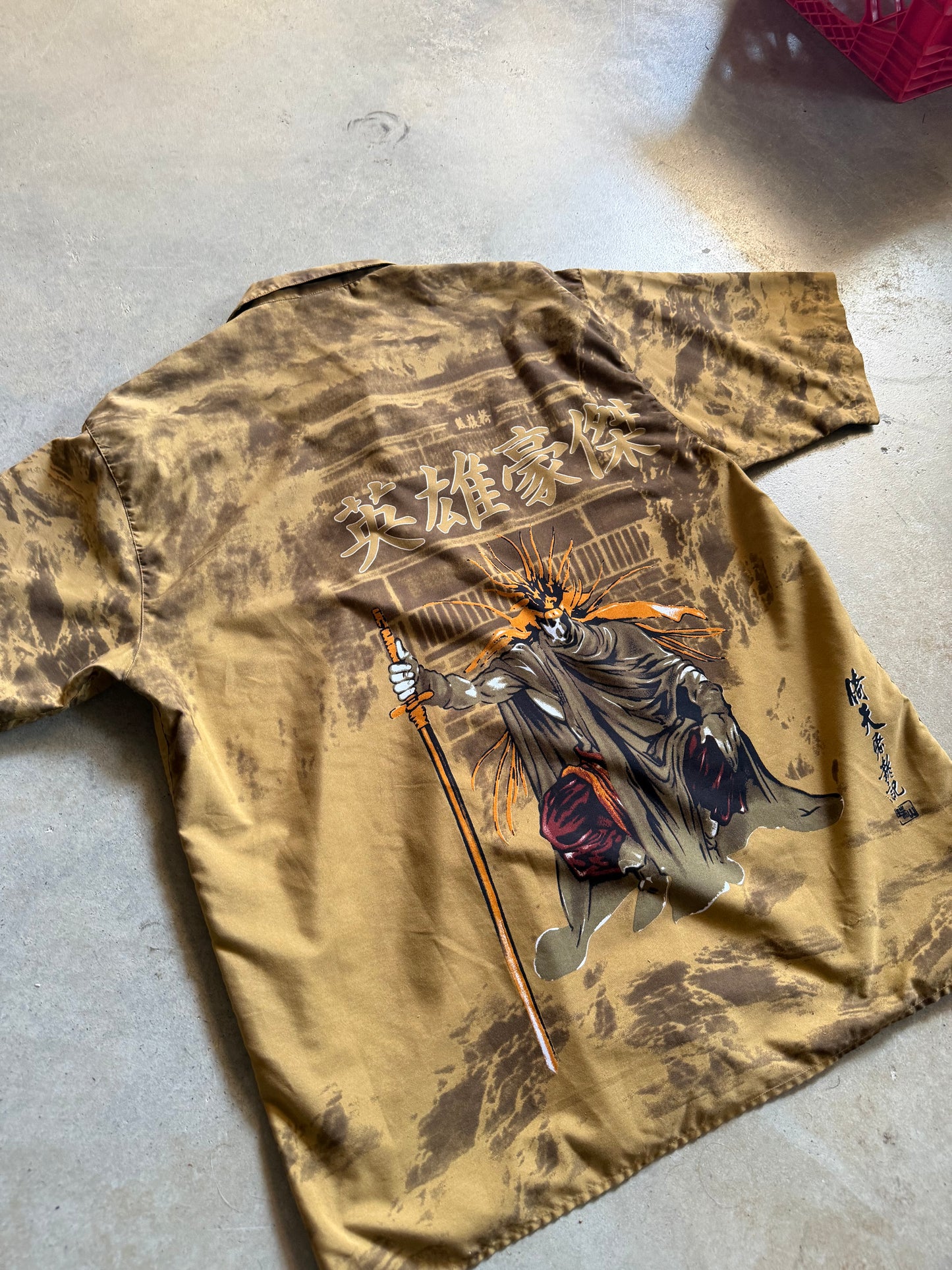 Y2K Urban Edge Samurai Button Up Shirt Sz L