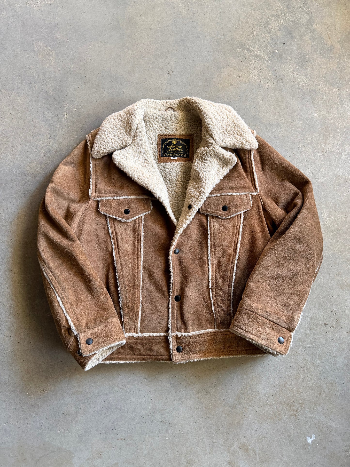 VTG Suede Sherpa Genuine Leather Jacket Sz M