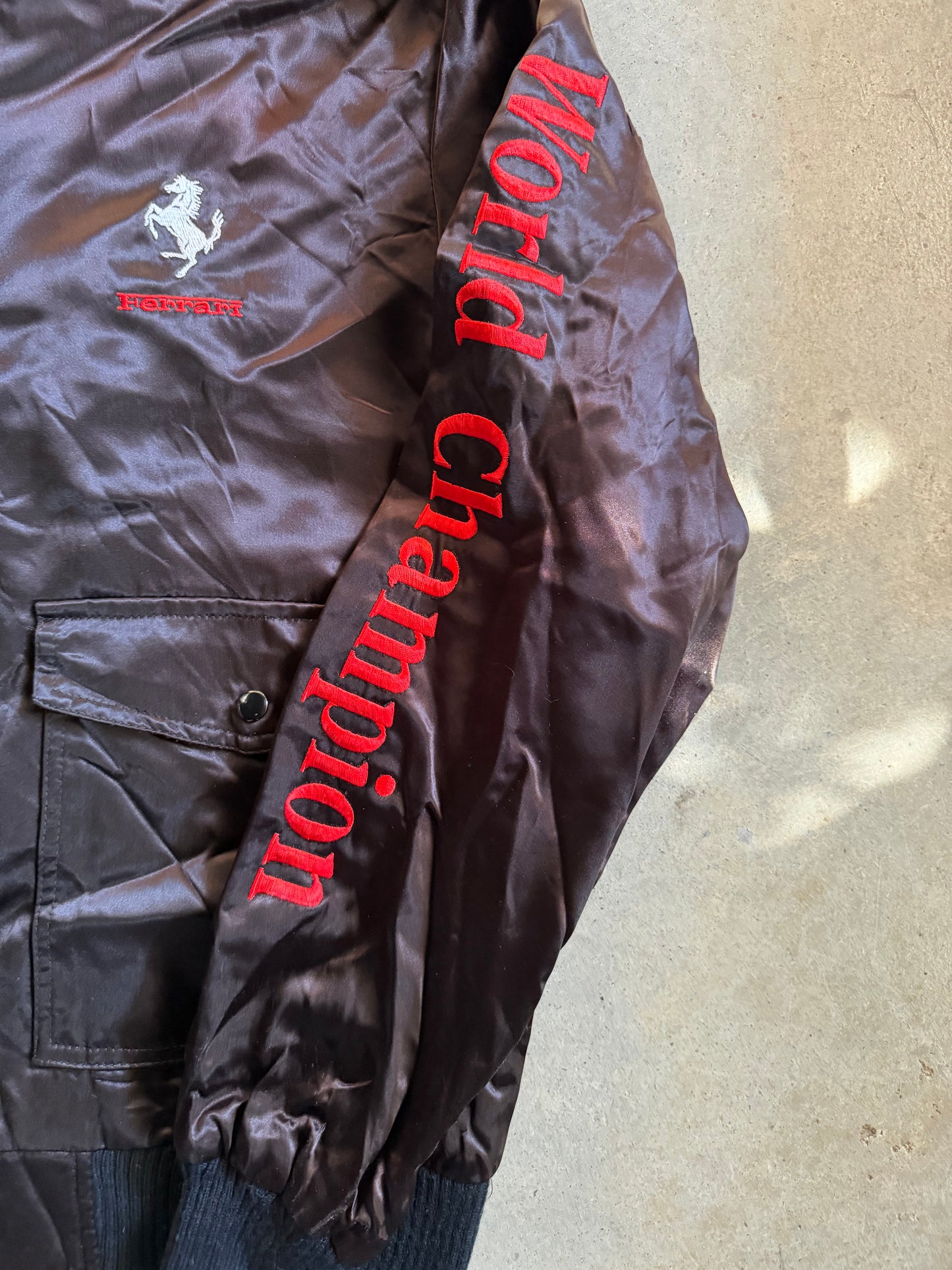 VTG Ferrari World Champion Satin Jacket Sz M