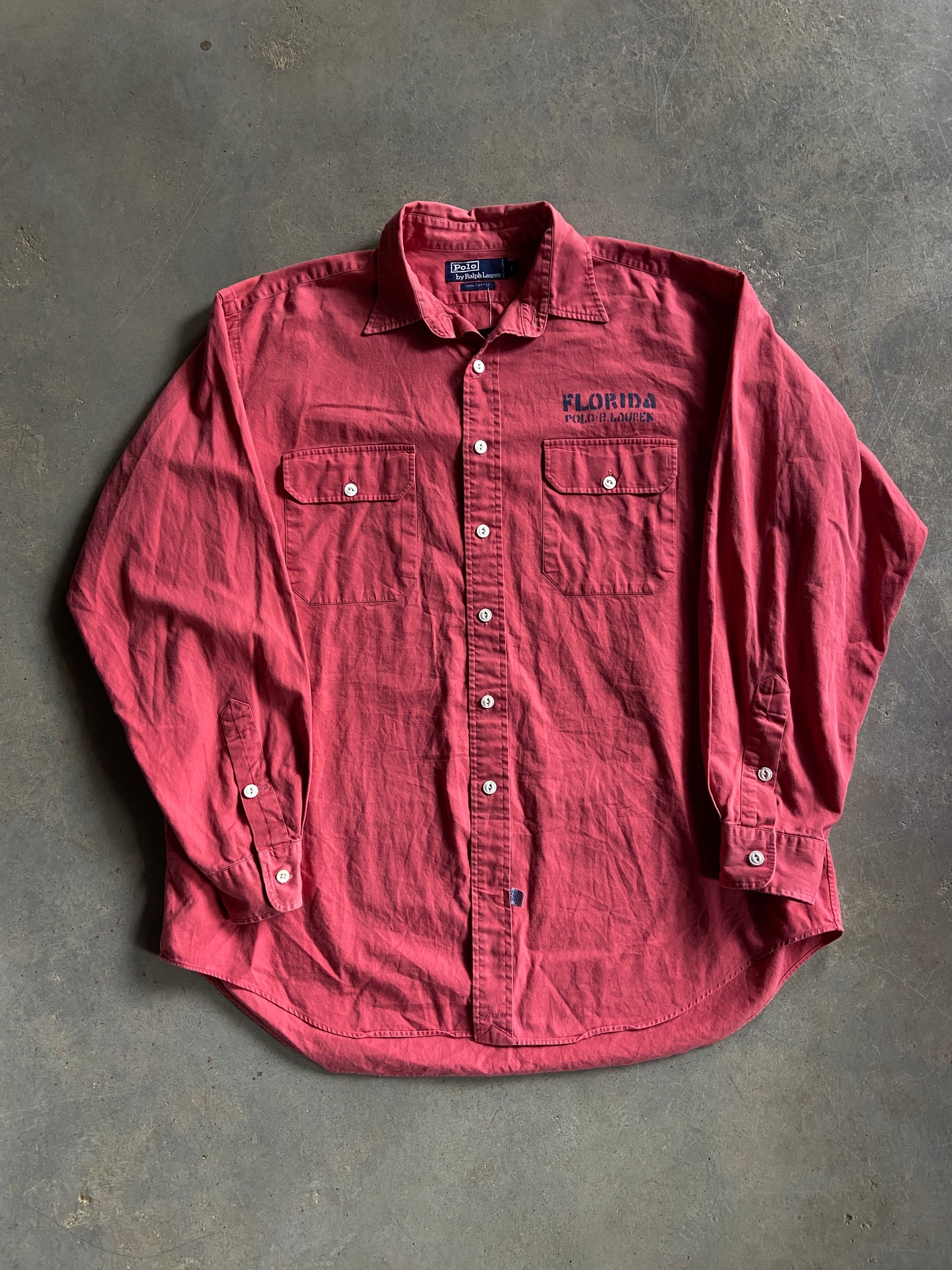 VTG Polo Ralph Lauren Florida Pink Button Up Shirt Sz XL