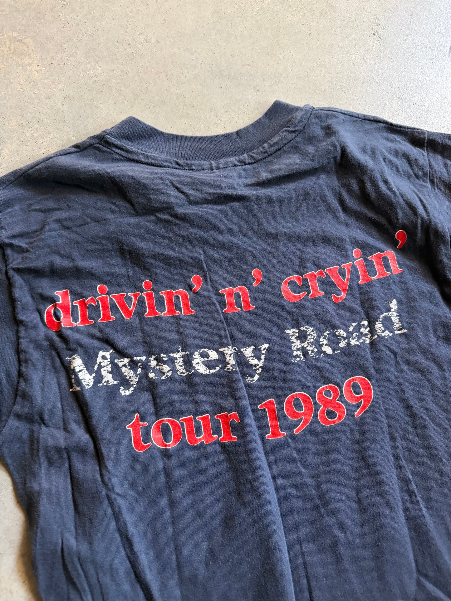 VTG Drivin N Cryin Mystery Road 1989 Tour Tee Sz S/M