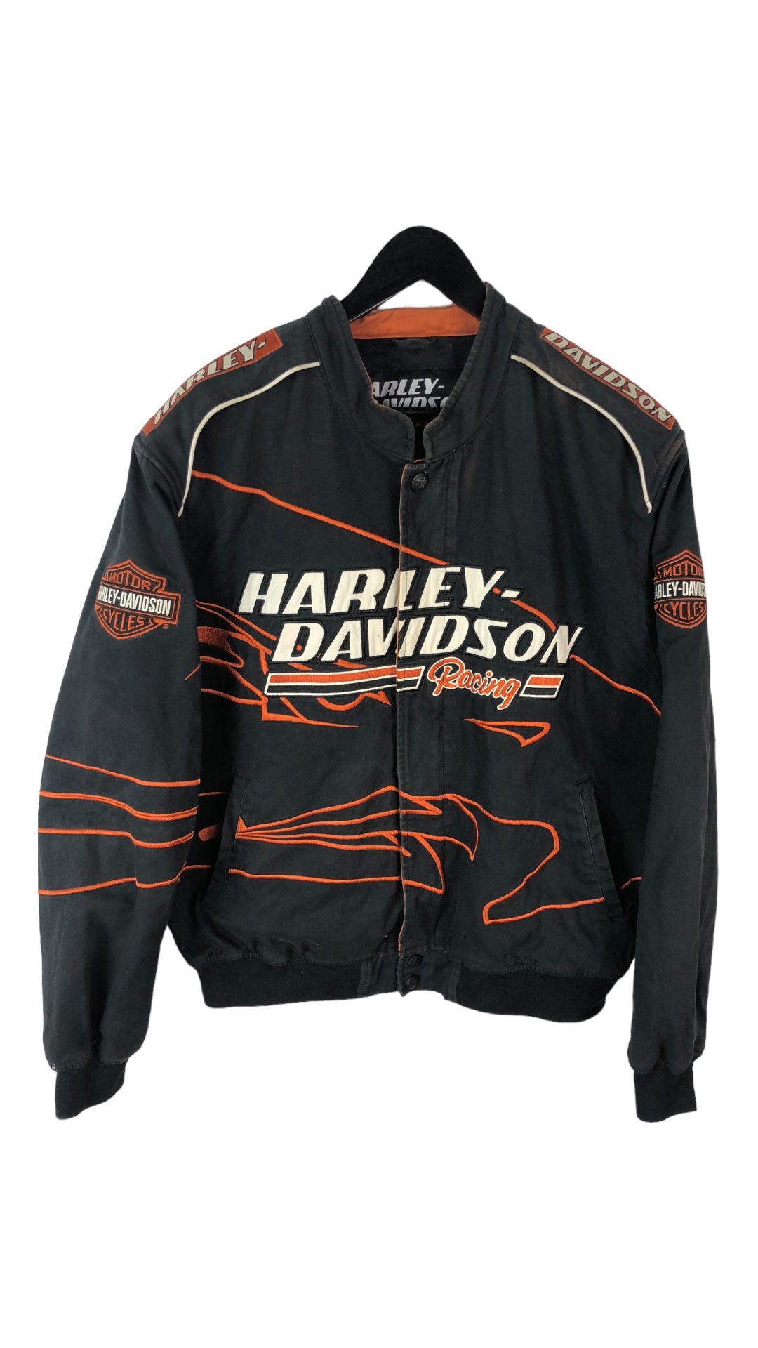 VTG Harley Davidson Racing Cotton Nascar Jacket Sz Large